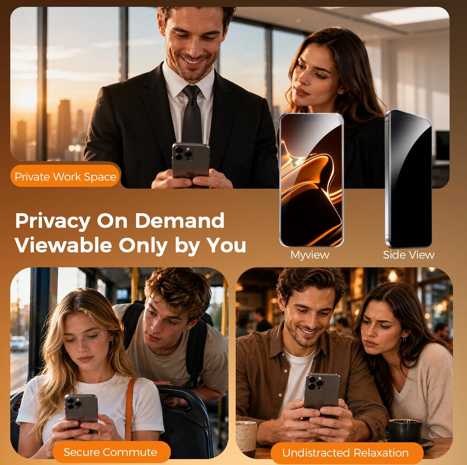 Detalle 2 de SIBEITU iPhone 17 Pro Privacy Screen Protector, 28° Anti-Spy Glass, 3+3 Pack