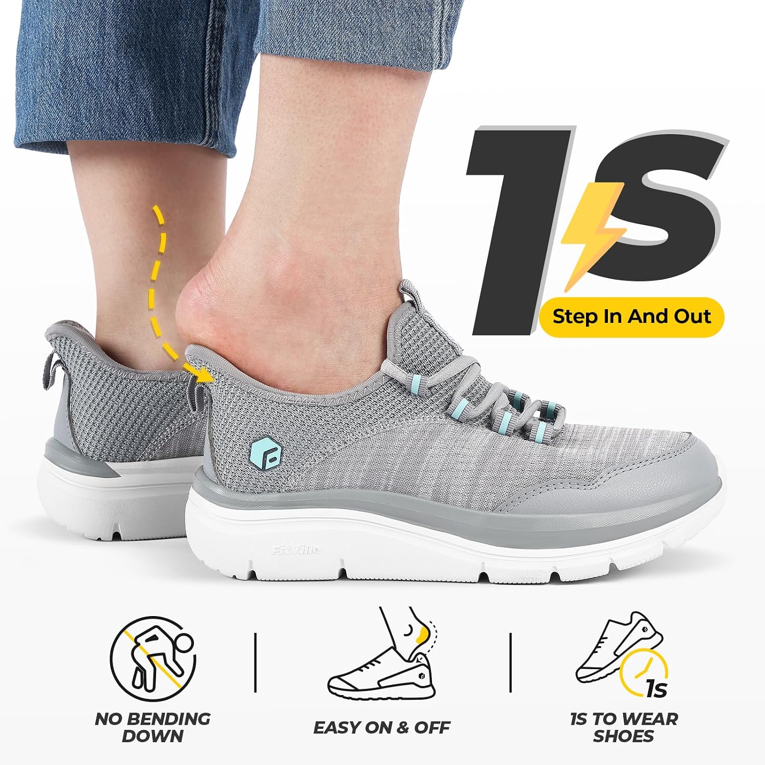 Detalle de FitVille Scarpe da Camminata Donna Pianta Larga Extra Wide: sneakers comode ammortizzate slip-on
