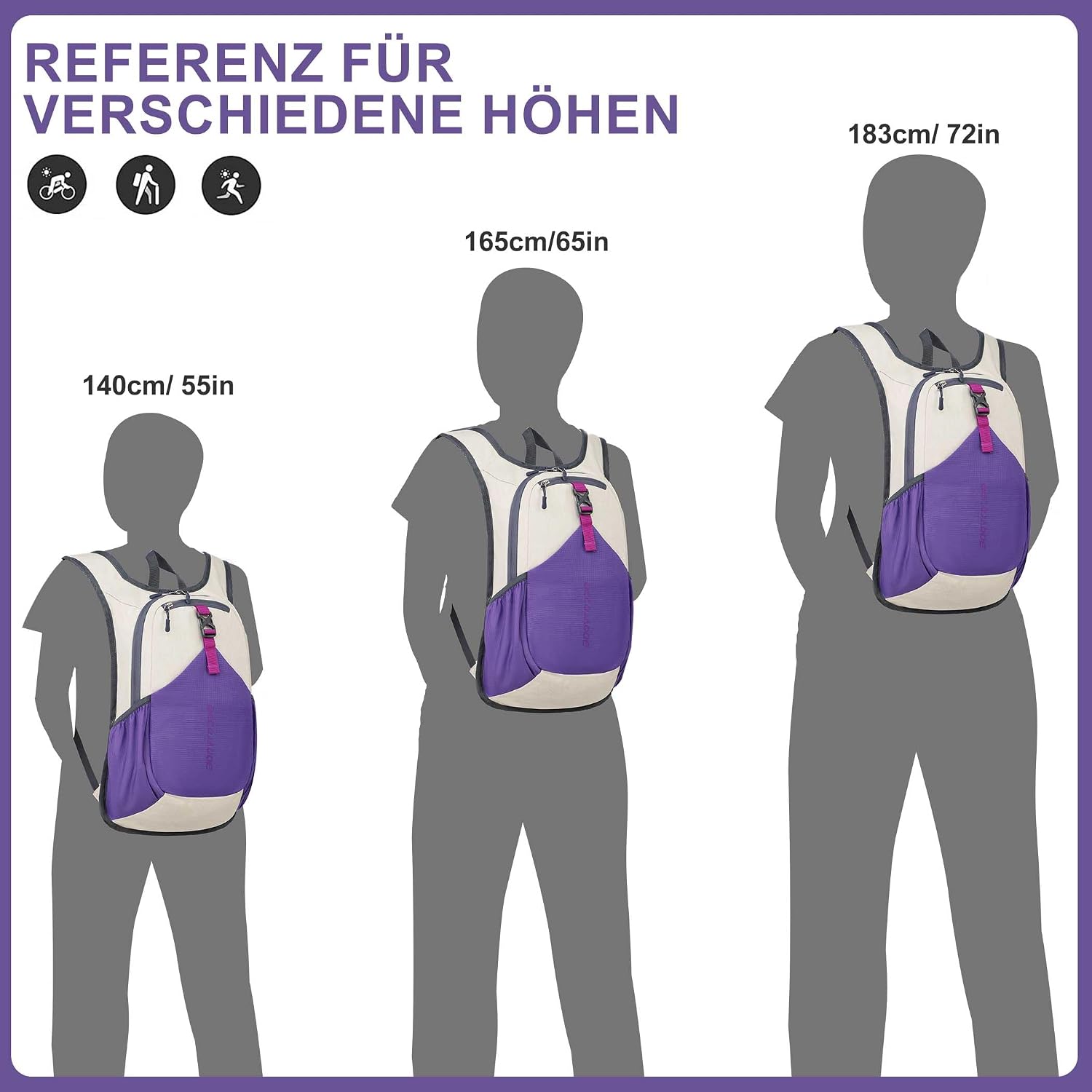 Detalle de BECOJADDE 15L Wanderrucksack – leichter faltbarer Daypack für Camping, Outdoor & Tagesausflüge
