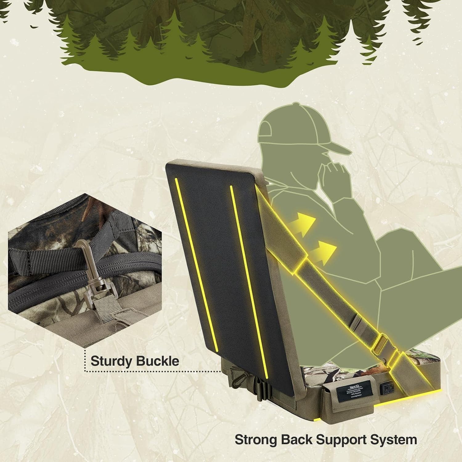 Thumbnail 3 de TIDEWE JP-199 Heated Hunting Seat Cushion with Backrest, 3 Heat Levels