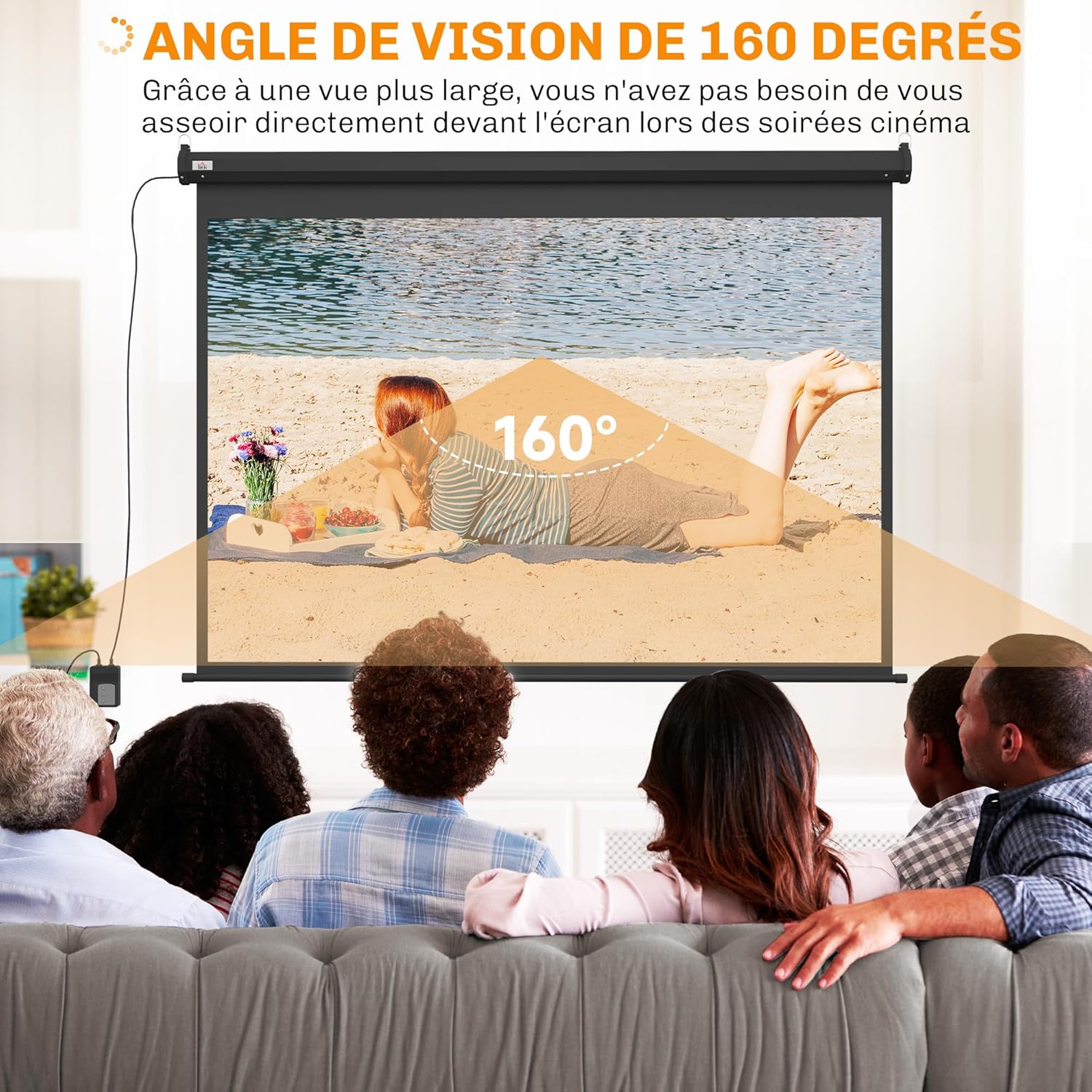 Thumbnail 3 de HOMCOM écran vidéoprojecteur 84 Pouces 4K
