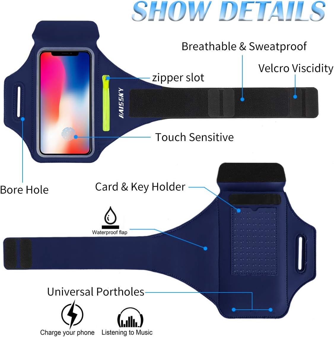 Detalle 2 de Guzack Sportarmband: Universal Jogging-Armband für iPhone & Co. bis 6,9 Zoll