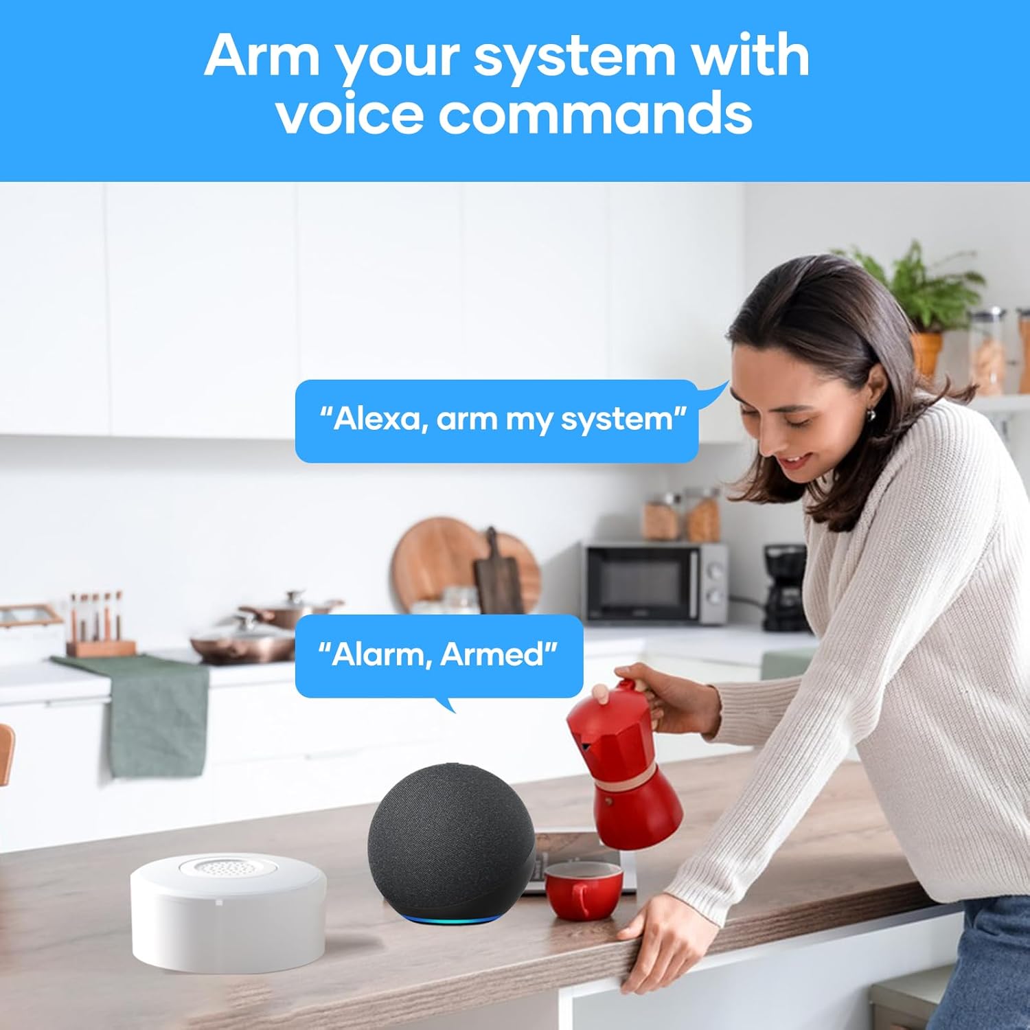 Detalle de AGSHOME Allarme Casa Senza Fili W2: sistema perimetrale wireless con 5 sensori, 2 telecomandi e sirene opzionali