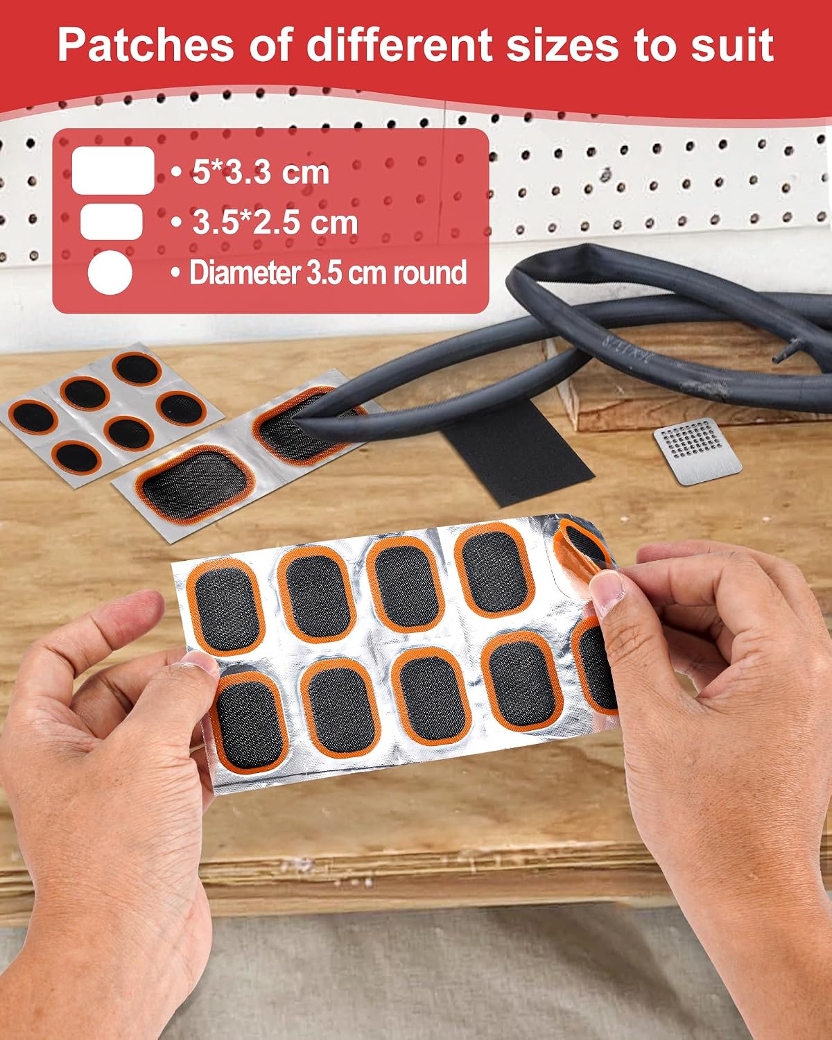 Detalle de cyctravel Bike Tyre Repair Kit: High-Performance Patches with 20 Patches and 2 Levers