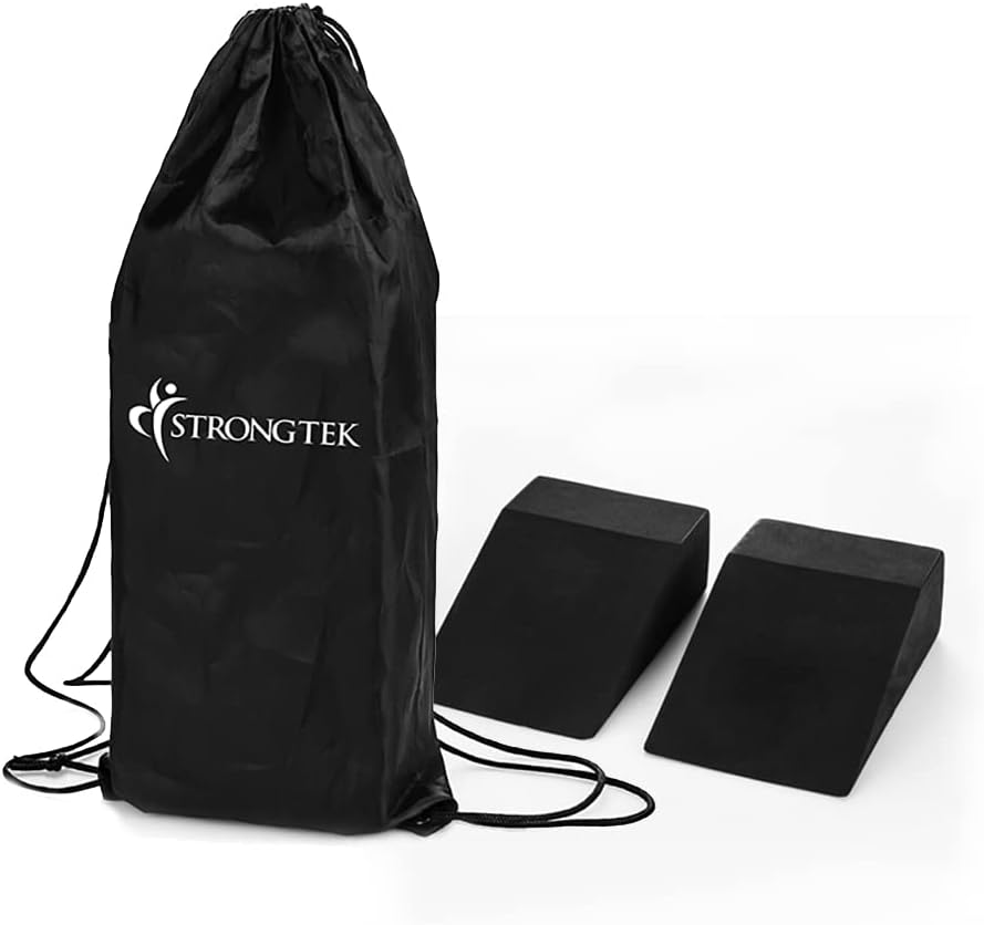 Detalle de StrongTek Yoga Foam Wedge Blocks (Pair) – Soft Wrist and Foot Support for Yoga, Pilates and Fitness
