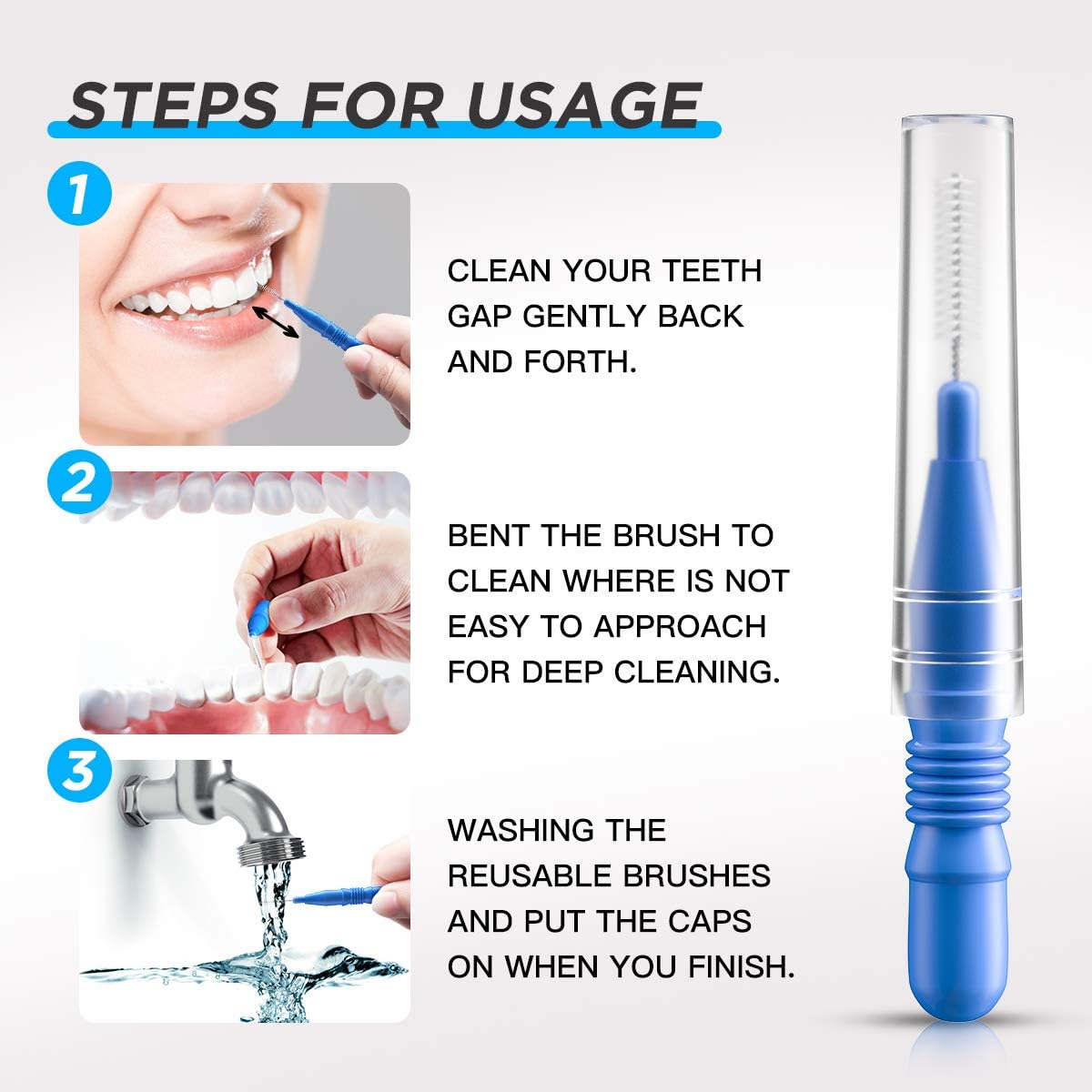Thumbnail 2 de RAZOKO Interdental Brush, Flossing Head, Easy Use Tooth Cleaning Tool (88 Count) - 2.5mm & 3mm