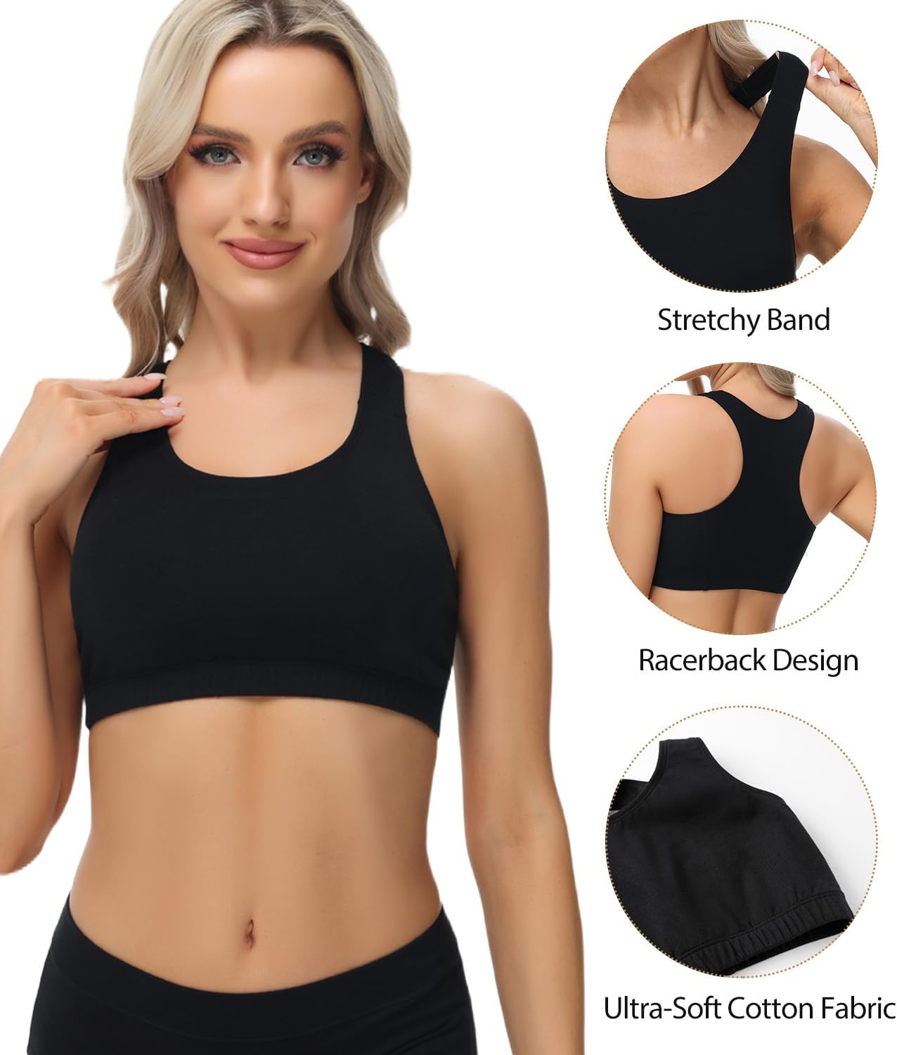 Thumbnail 1 de wirarpa Bustier Damen Baumwolle Ohne Bügel T-Rücken – 3er Pack