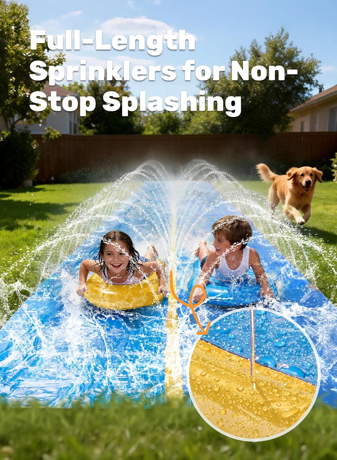 Thumbnail 2 de Sloosh Huge Water Slide (30ft x 6ft) with built-in sprinkler and 2 slip inflatable boards