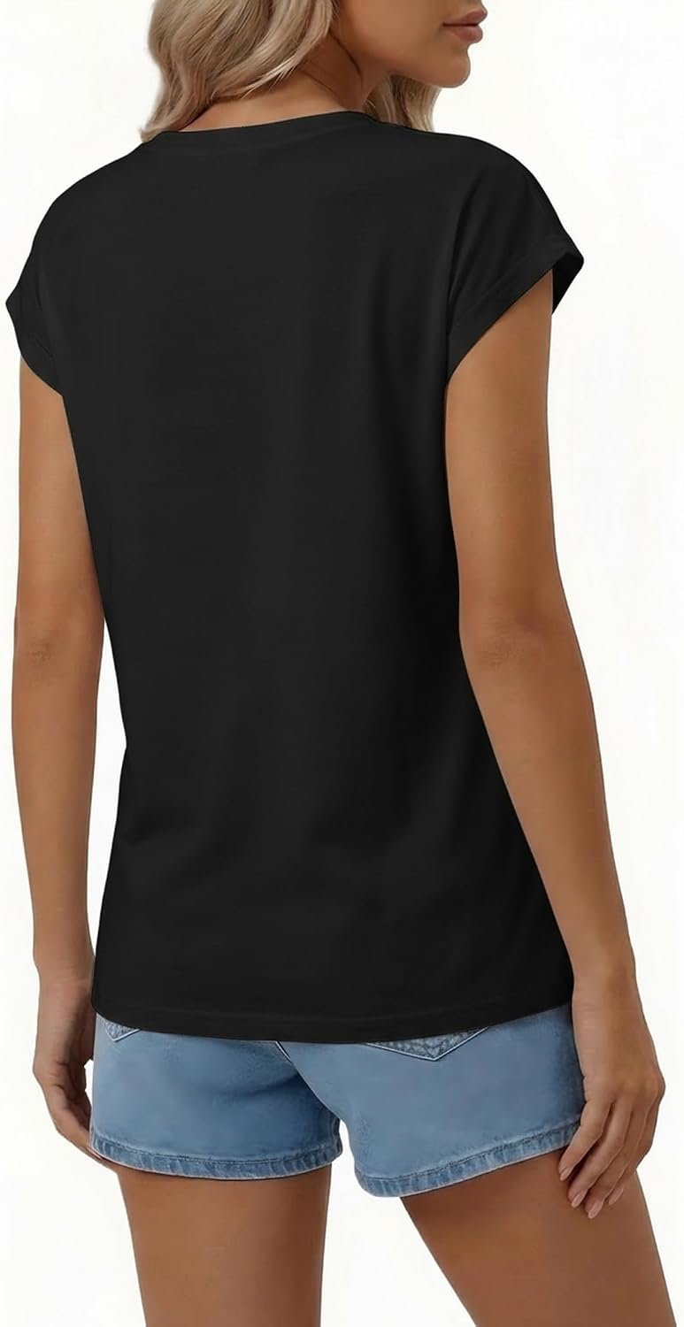 Thumbnail 4 de Suncife T-shirt voor dames met V-hals, kapmouwen en losse pasvorm