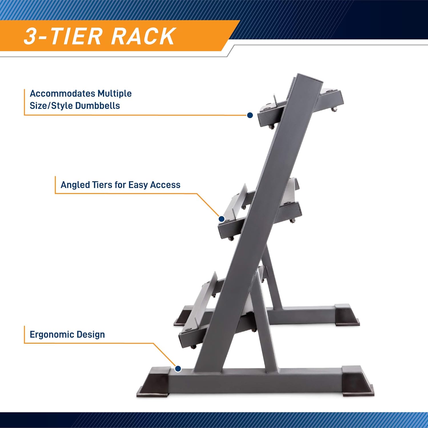 Detalle de Marcy DBR-86 Heavy-Duty Weight Storage Organizer Rack for Dumbbells, Kettlebells & Plates