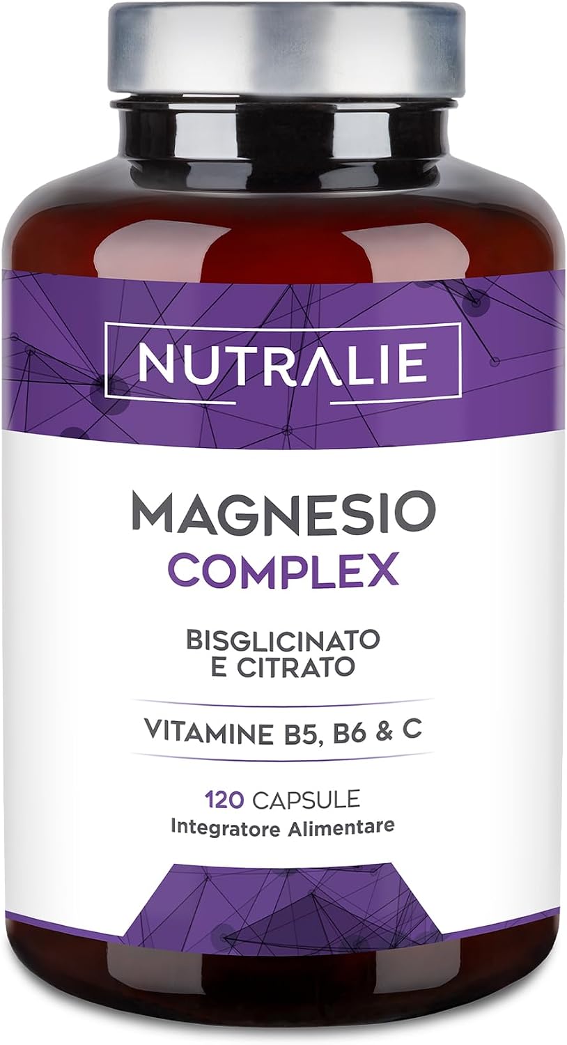 Detalle de Magnesio Bisglicinato + Citrato 2145mg - Vitamine B5, B6 e C - Nutralie, 120 Capsule Vegane