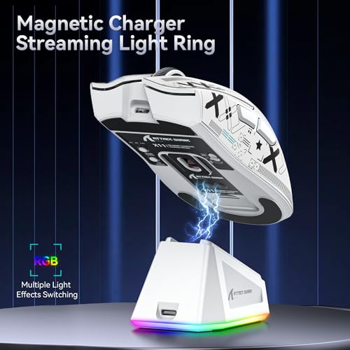 Detalle de ATTACK SHARK X11, ratón gaming inalámbrico con sensor PAW3311 y base magnética