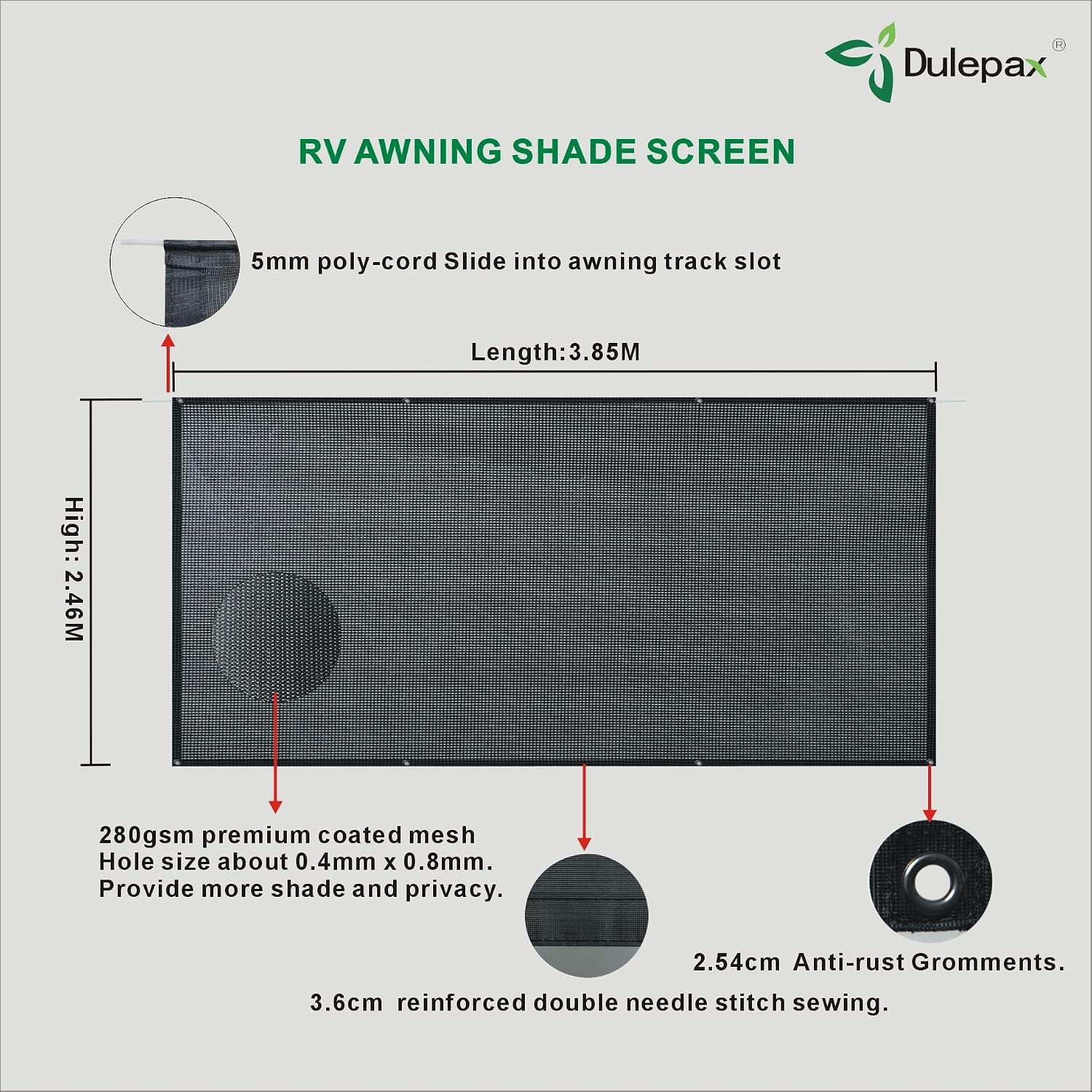Detalle de Wohnmobil View Blocker Sonnenschutz – universeller RV-Markisen-Sichtschutz, 2,46 m x 3,85 m