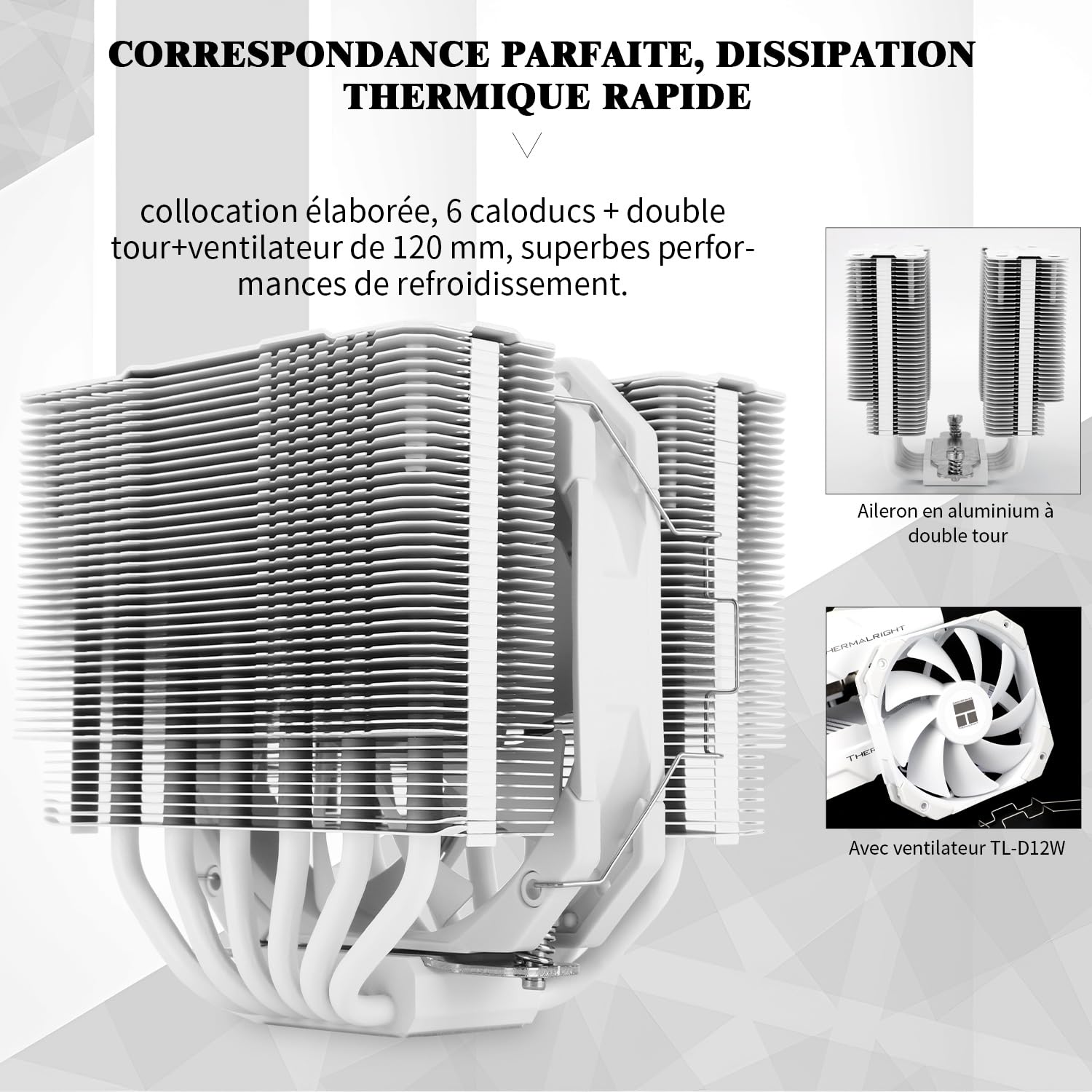 Detalle 2 de TR Peerless Assassin 120 Mini CPU-Luftkühler – 6 Heatpipes, 135 mm Höhe, AM4/AM5 und LGA-1700/1150/1151/1200/2011 Kompatibel