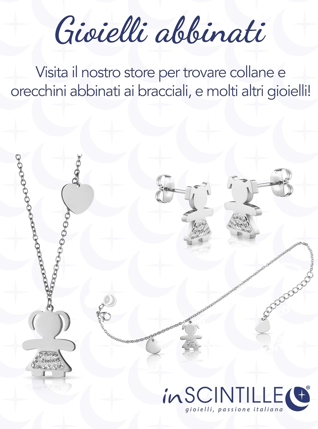 Detalle 2 de Collana Donna in Acciaio Inossidabile con Ciondolo Bebè e Cristalli Strass di inSCINTILLE