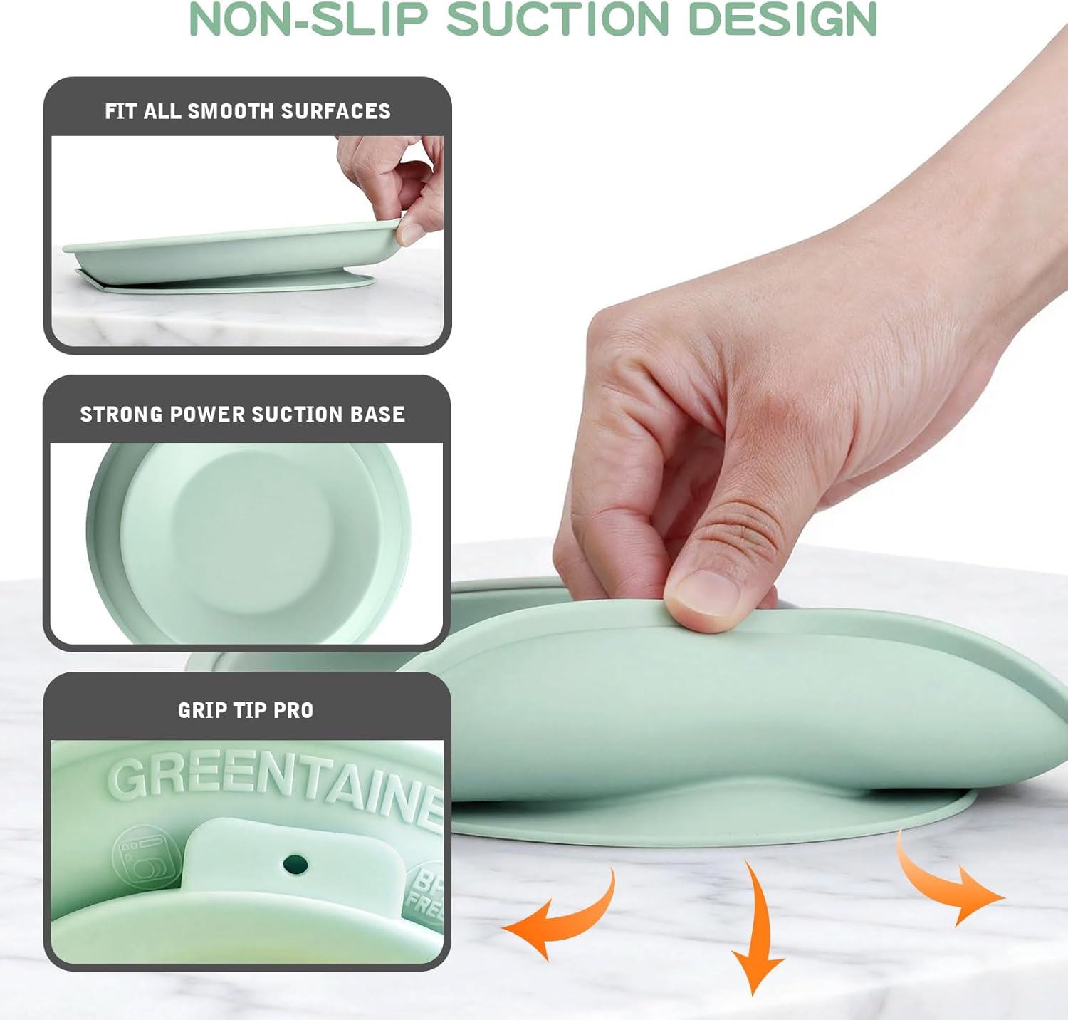 Thumbnail 6 de Greentainer 3 Pack Stainless Steel Plate with Suction Base (BPA-Free) – Divided Toddler Feeding Set for Baby-Led Weaning