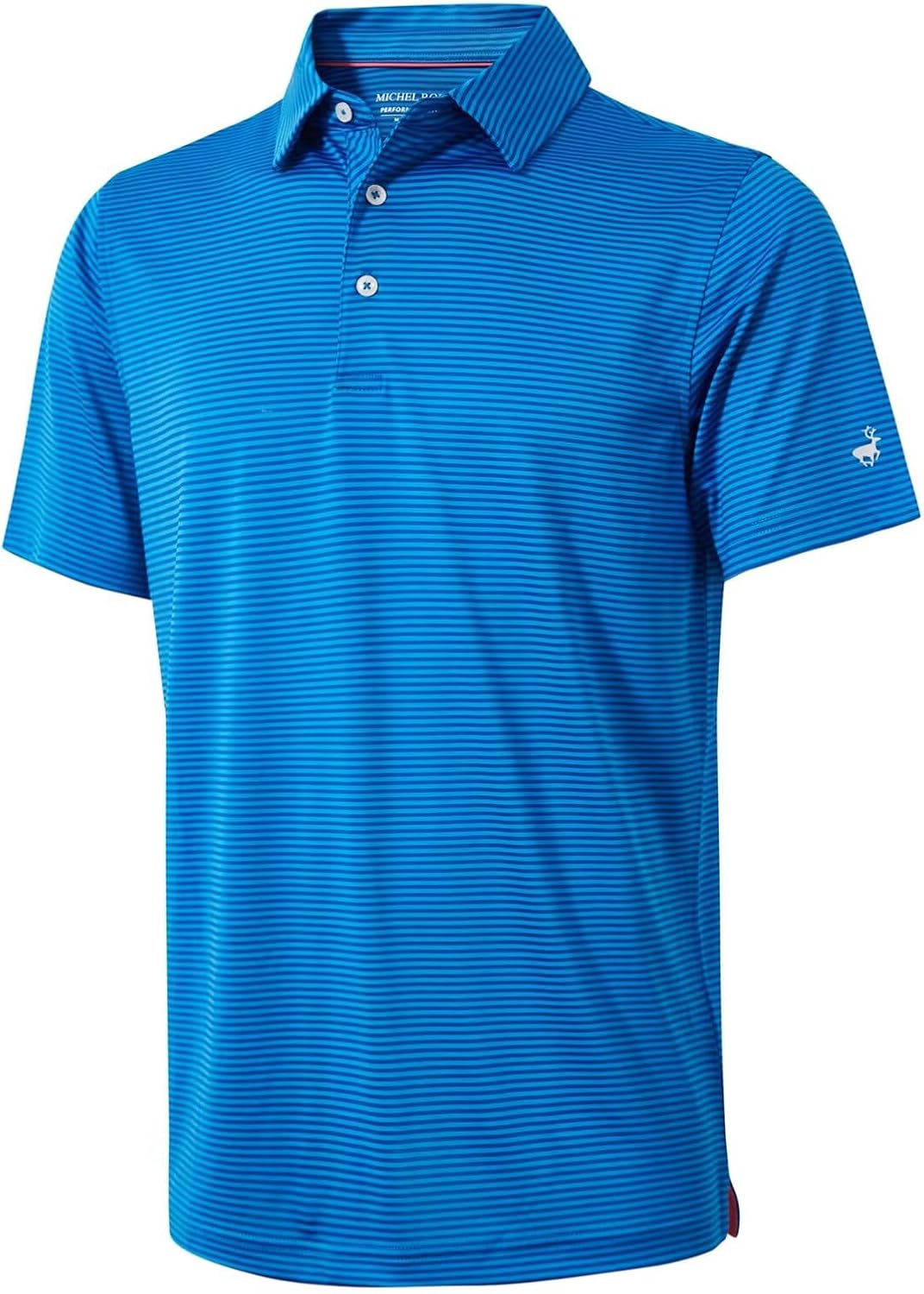 Thumbnail 5 de MICHEL ROUEN Men’s Striped Golf Polo Shirt (Moisture Wicking Dry Fit, UPF 30+)