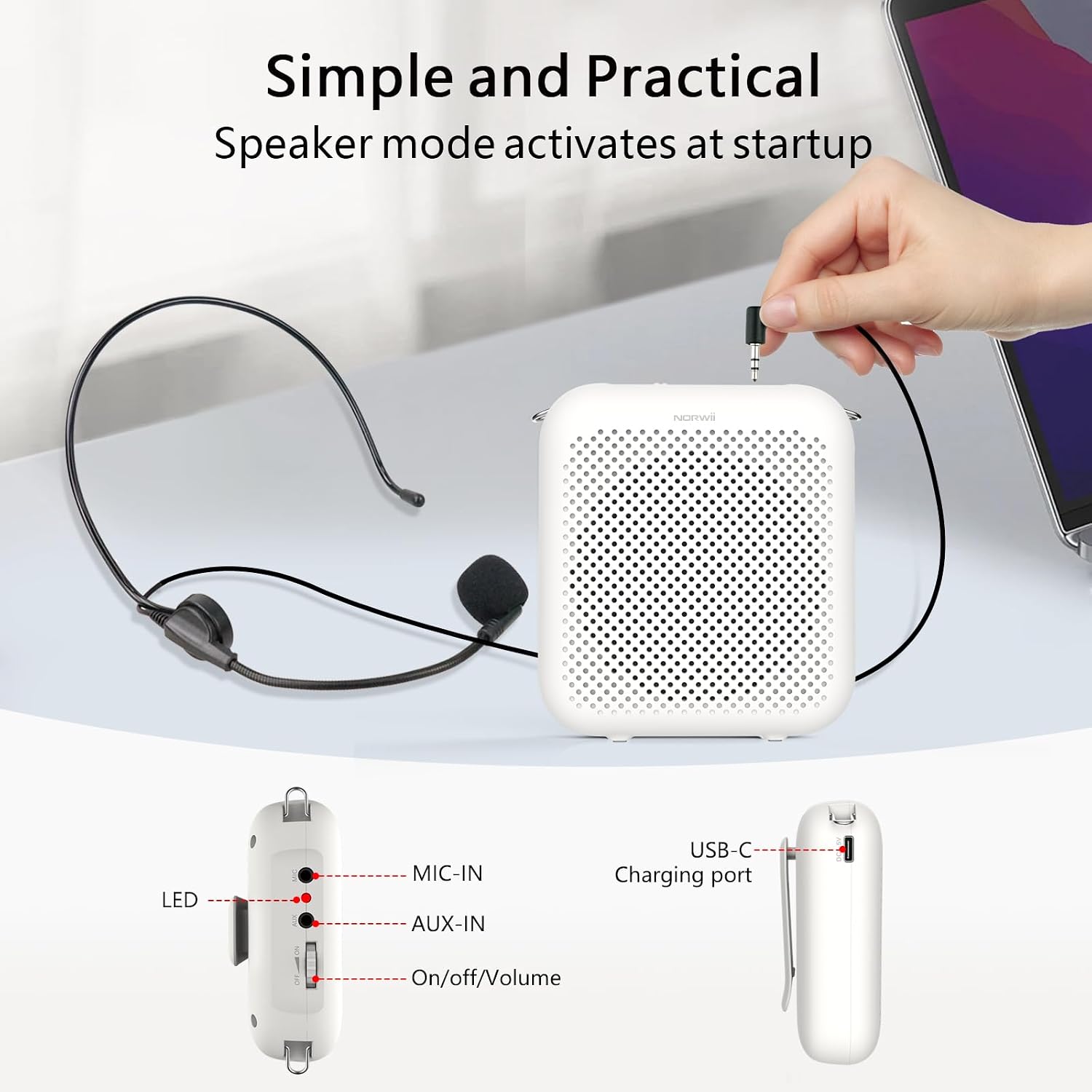 Thumbnail 6 de Norwii S358 Portable Voice Amplifier with Headset Microphone, 10-Watt Output