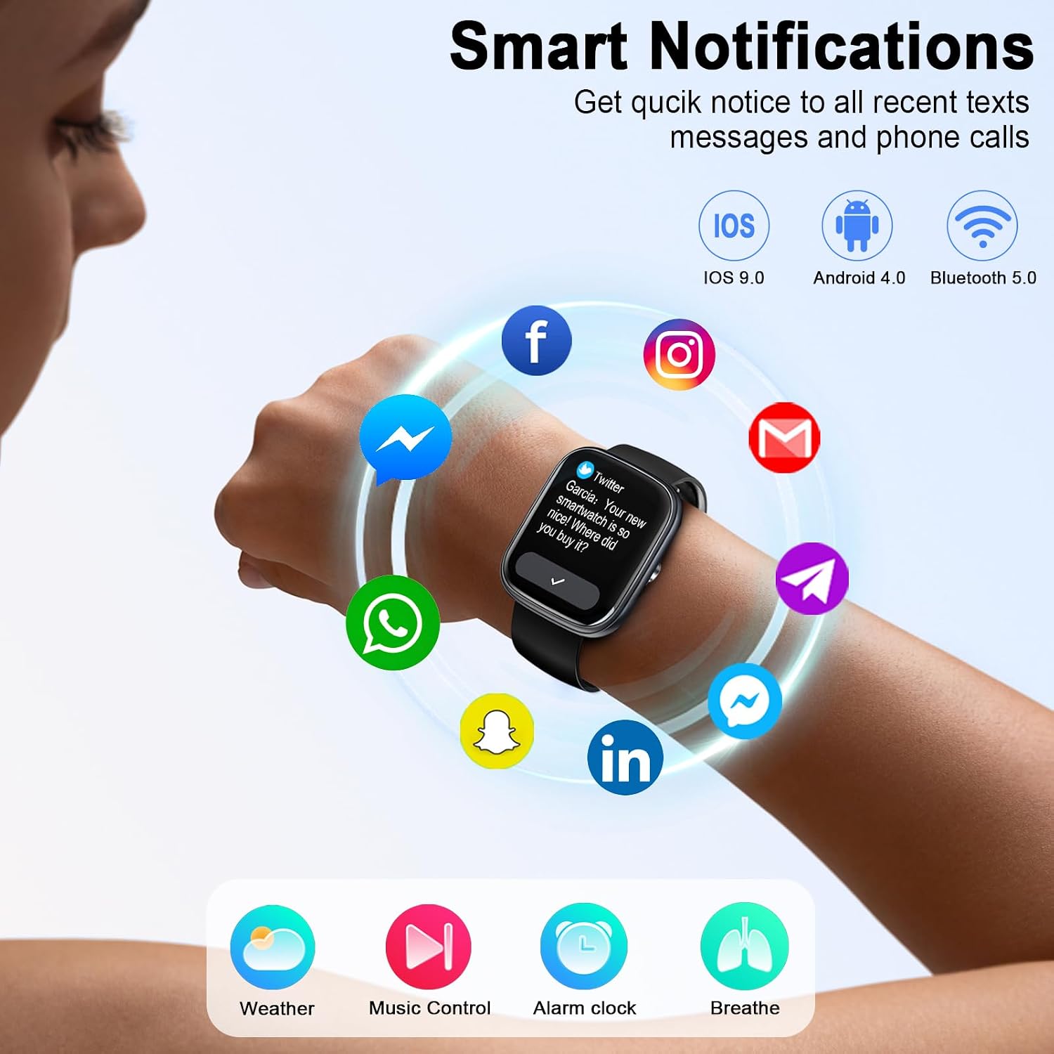 Thumbnail 3 de Smartwatch Herren 1,91 Zoll HD – Schlafmonitor, Herzfrequenz, 110+ Sportmodi, IP68, Bluetooth Anrufe, 300 mAh Akku