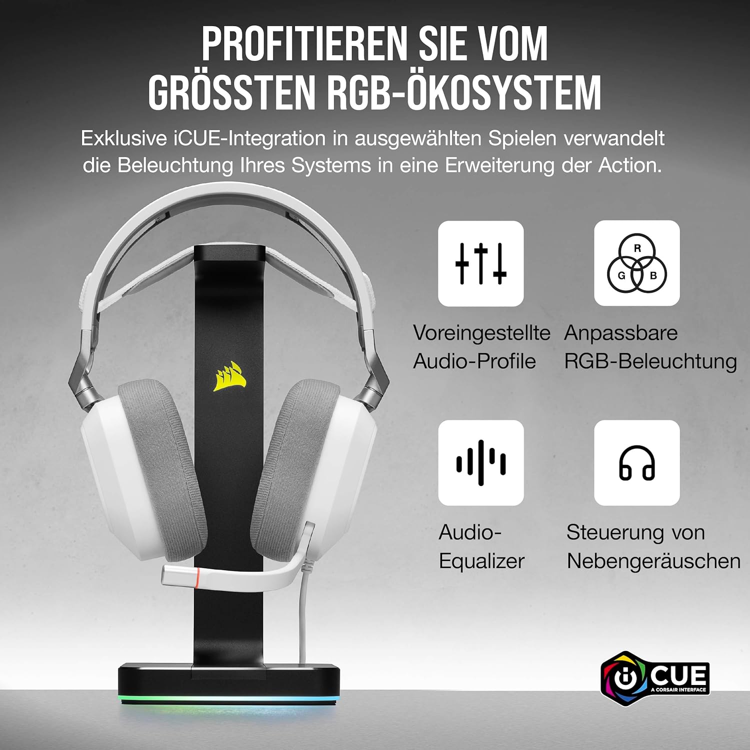 Thumbnail 5 de Corsair HS80 RGB USB Gaming-Headset (Weiß) mit Dolby Audio 7.1 und Broadcast-Qualität-Mikrofon