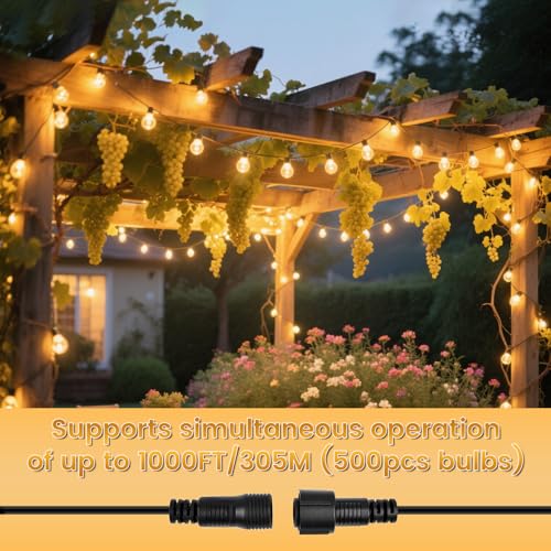 Detalle de GLOBELIT Guirlande Guinguette Extérieur 15M – Lumineuse LED IP45, Blanc Chaud, connexion jusqu’à 450 ampoules