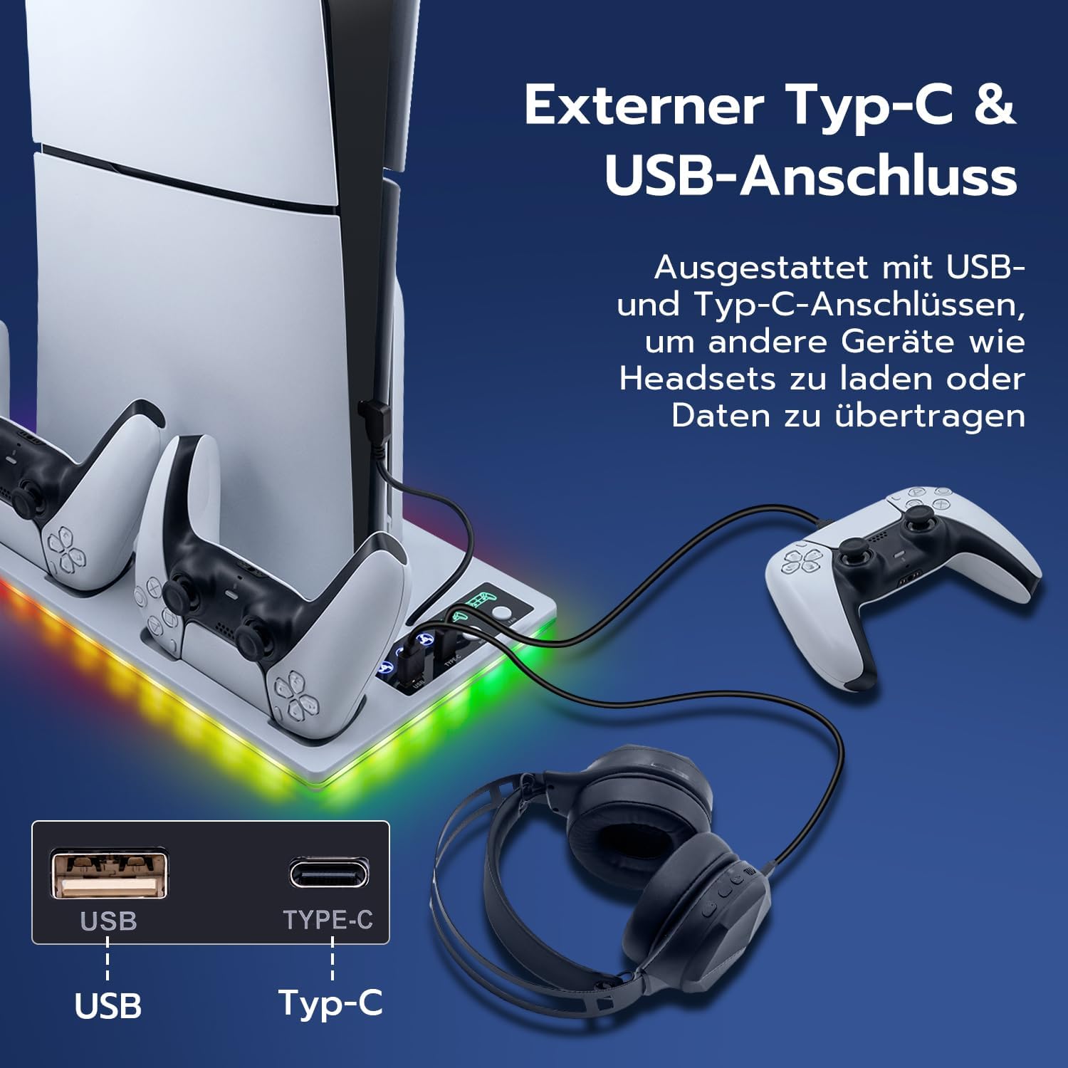 Detalle 2 de Tolesum PS5 Standfuß mit Kühlung 3 Stufen