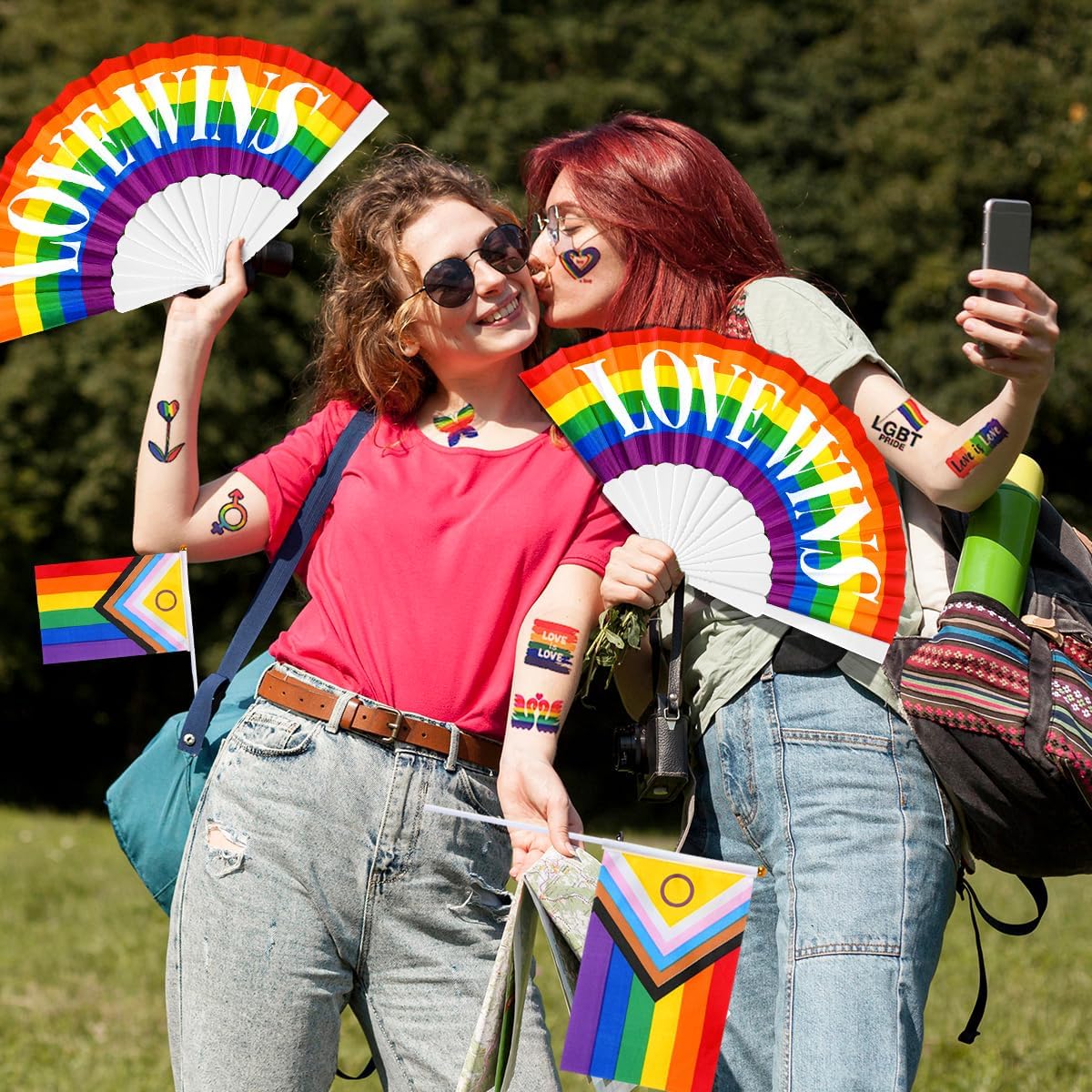 Thumbnail 4 de iZoeL Pride Fan Set: 10 Pieces of Rainbow Spirit for Parades and Celebrations