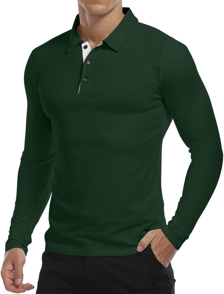 Detalle de KUYIGO Polo Homme à Manches Longues ou Courtes – T-shirt basique sport polyvalent