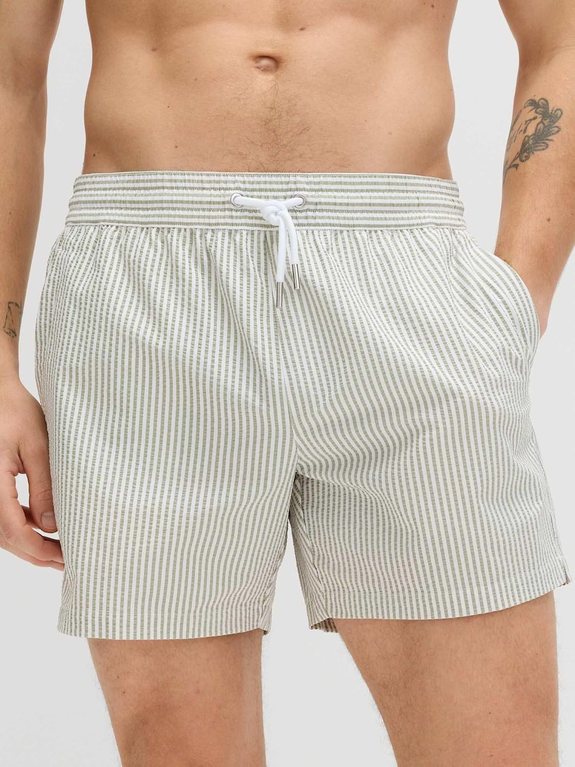 Detalle 2 de Marks & Spencer Seersucker-zwembroek voor heren met trekkoord en zijzakken