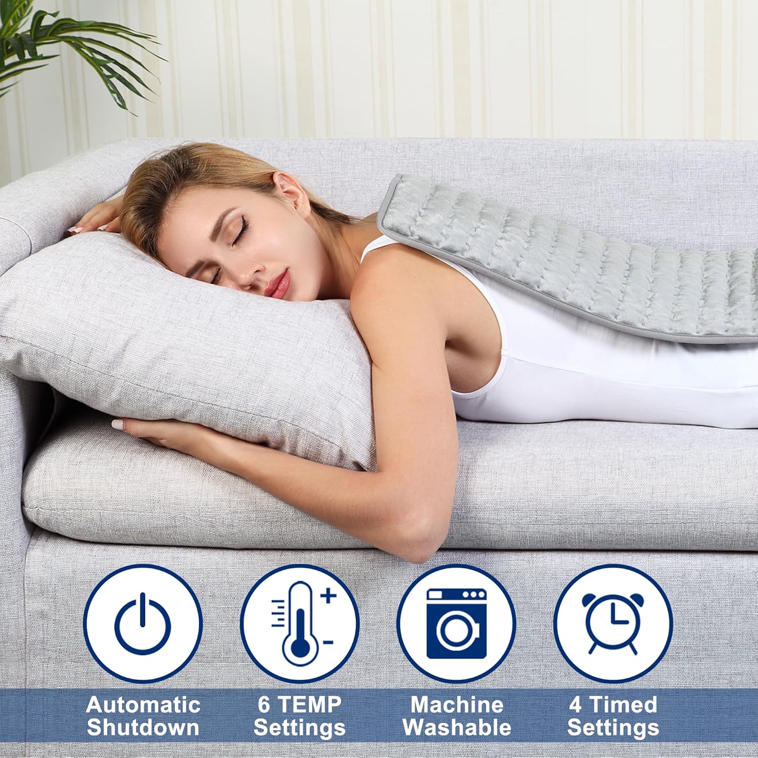 Thumbnail 2 de VIBOOS Electric Heating Pad, 24" x 12", 6 Heat Settings, Auto Shutoff