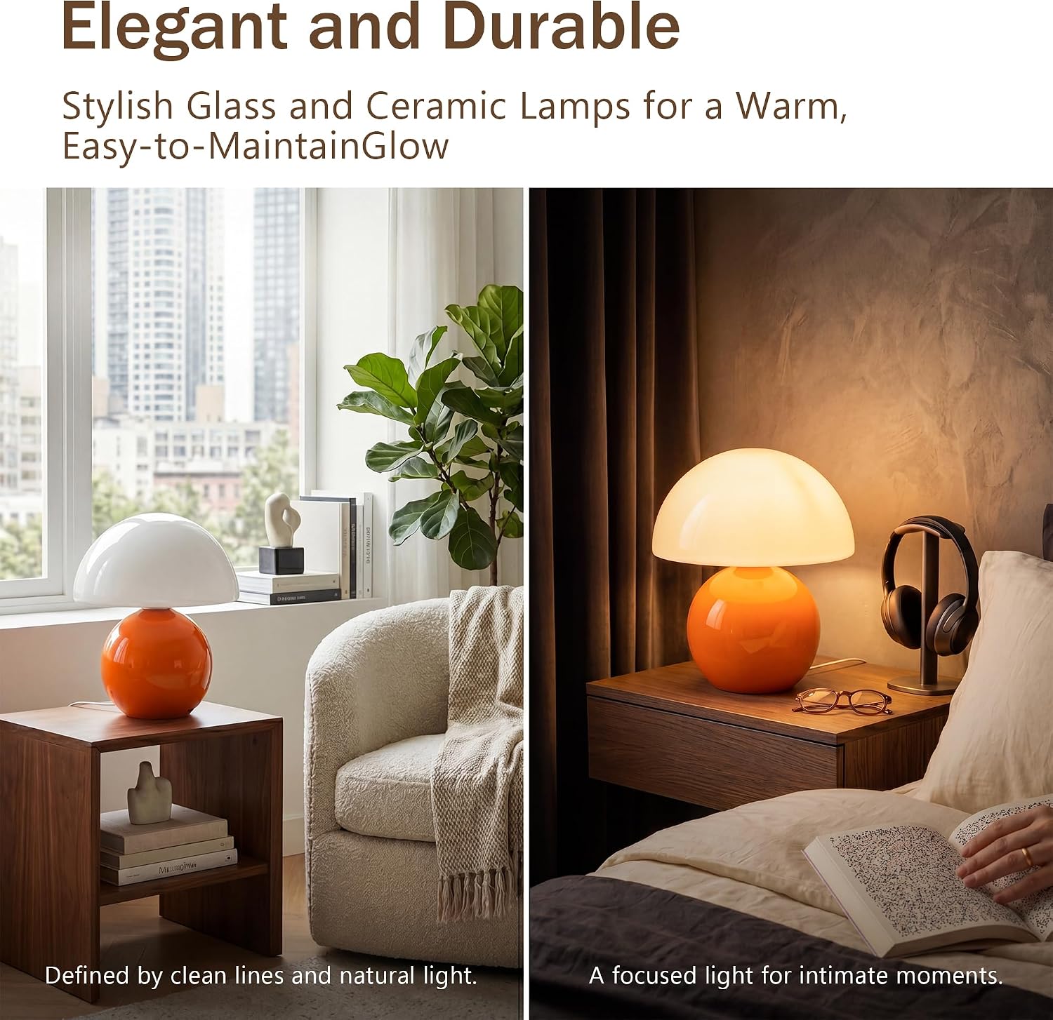 Detalle de Dawnwake Pilz-Nachttischlampe LED, 0–100% dimmbar