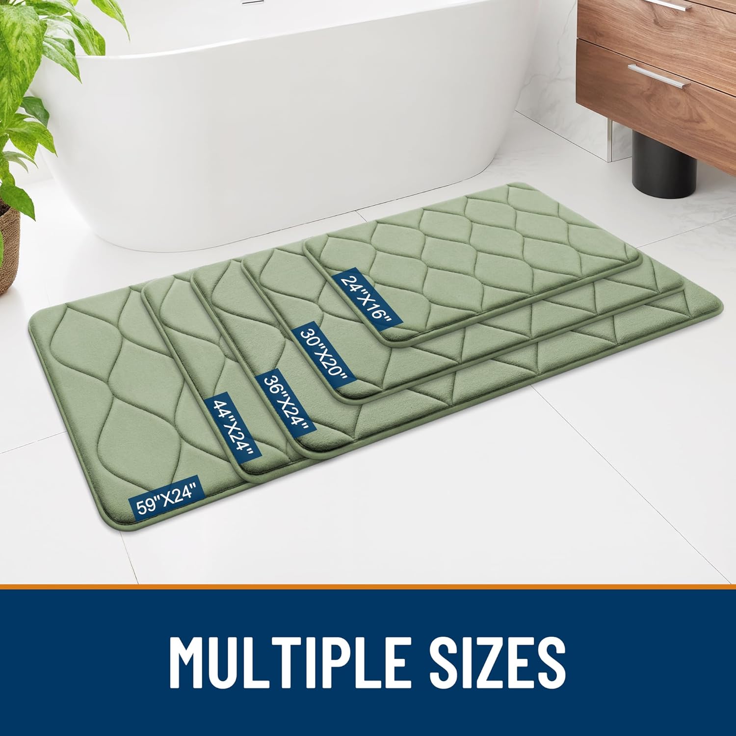 Thumbnail 6 de Smiry Memory Foam Bath Mat 36"x24" in Sage Green — Ultra Soft Non-Slip, Quick-Dry & Machine Washable