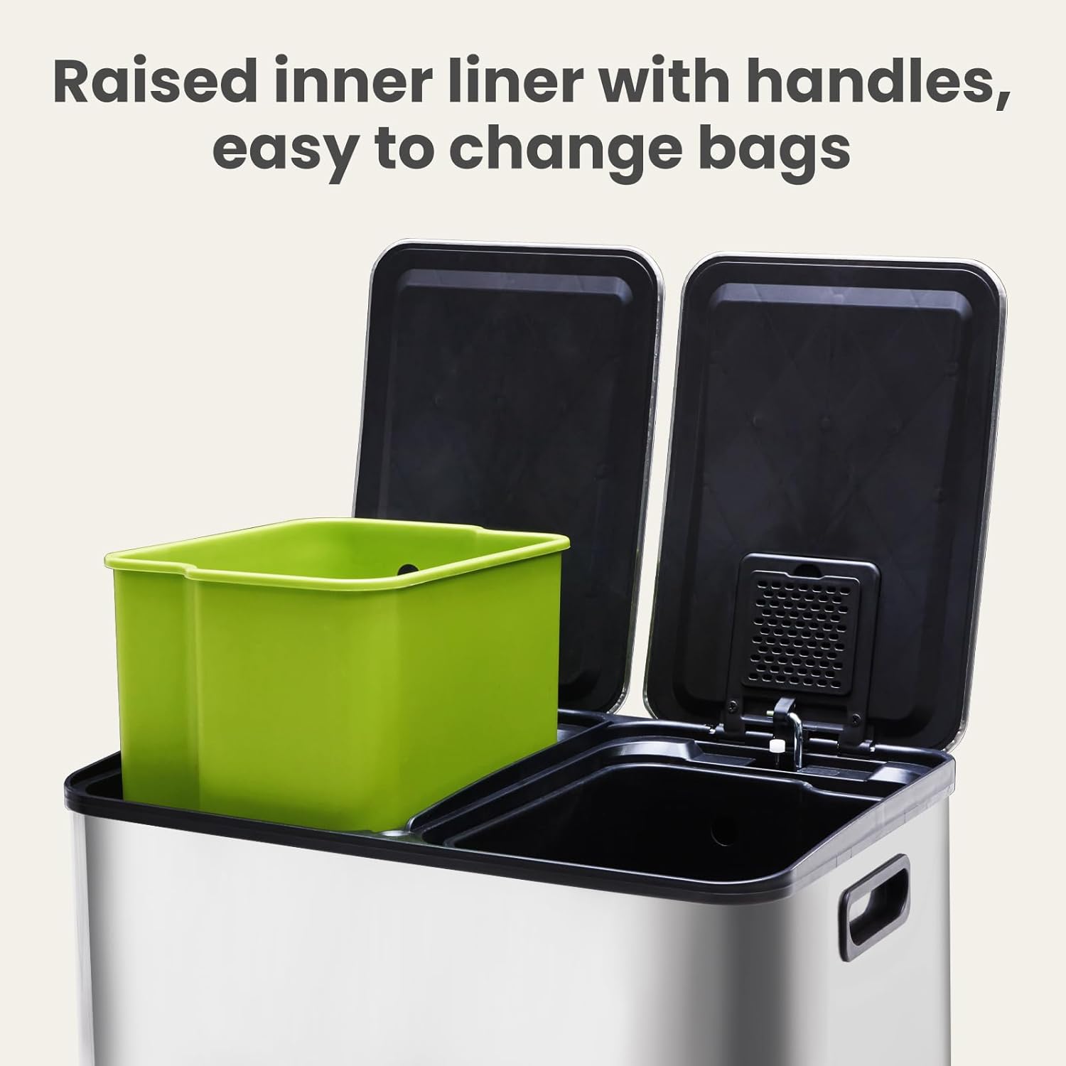 Thumbnail 2 de DUMOS Kitchen Trash Can: 2×8-Gallon Stainless Steel Dual-Bucket with Soft-Cclose Lid