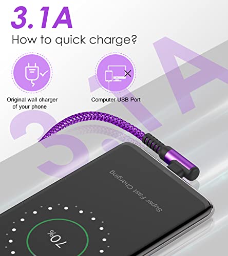Thumbnail 1 de Câble USB-C Coudé 90° AviBrex 3 m – Charge rapide 3A, nylon tressé (Lot de 2)