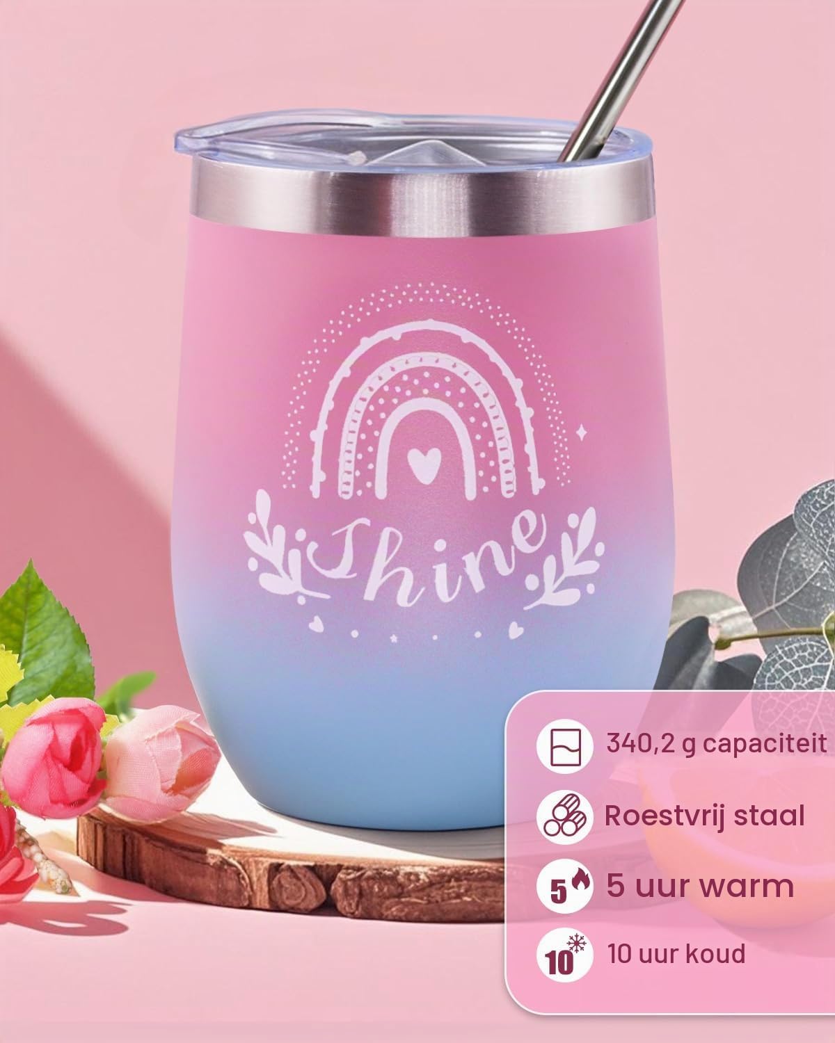 Detalle de RYLIFEOGI cadeauset voor meisjes met geïsoleerde beker en regenboogaccessoires