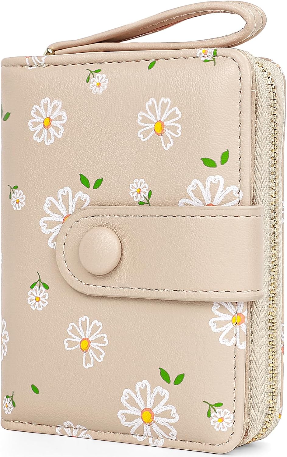 Thumbnail 6 de Busnos Purses for Women: Green Daisy PU Leather Wallet with Card Holder, Coin Pocket and 5 Card Slots
