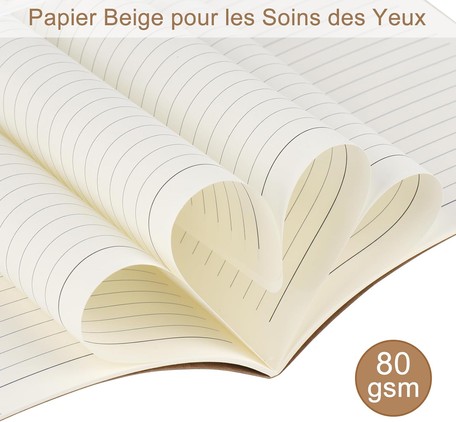 Thumbnail 5 de ZCZN A5 Cahiers Lignés Kraft 60 Pages par Bloc – Lot de 12 blocs, 80 gsm, reliure à fil