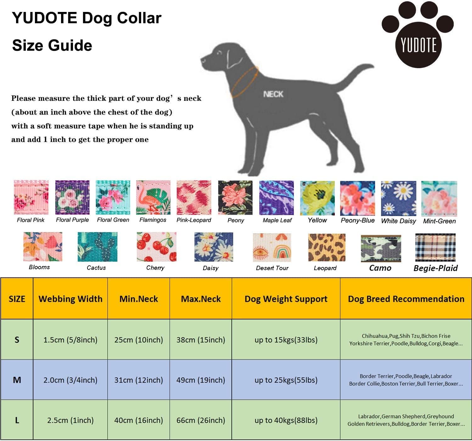 Thumbnail 2 de YUDOTE Floral Dog Collar Large (Purple) – printed flower pattern, neck 40–66cm