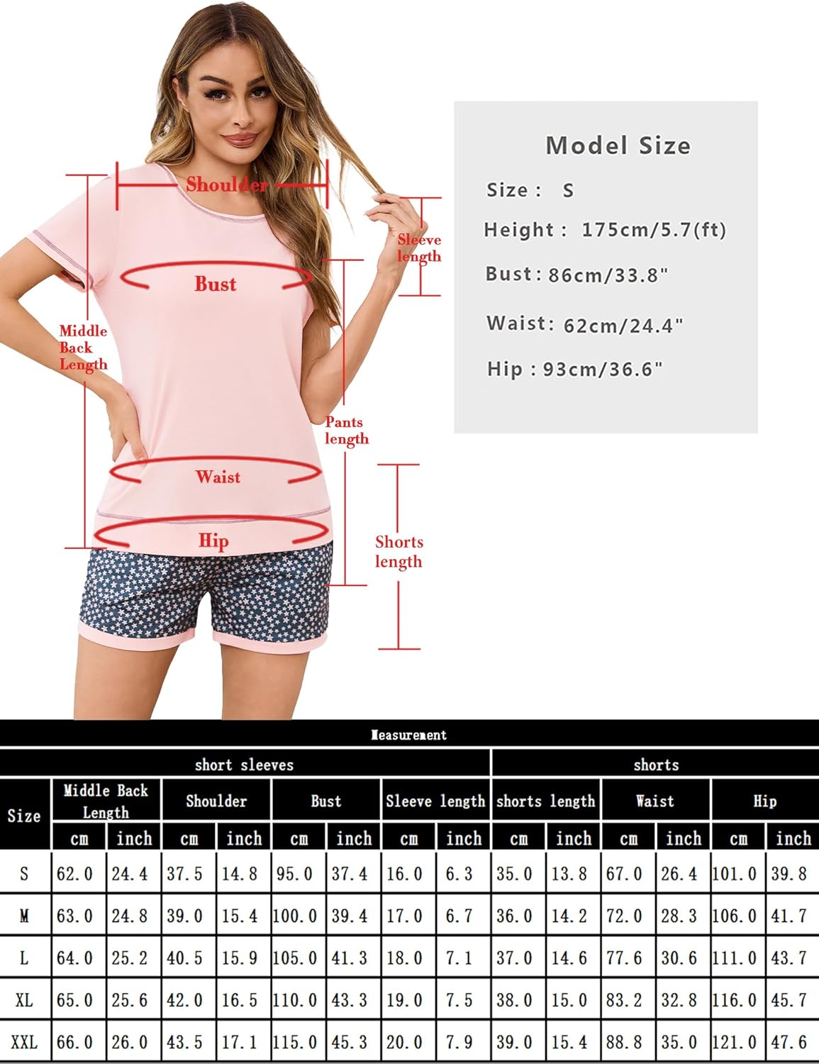 Thumbnail 5 de Litherday Pyjama Femme Été – Ensemble coton court à manches courtes (2 modèles)