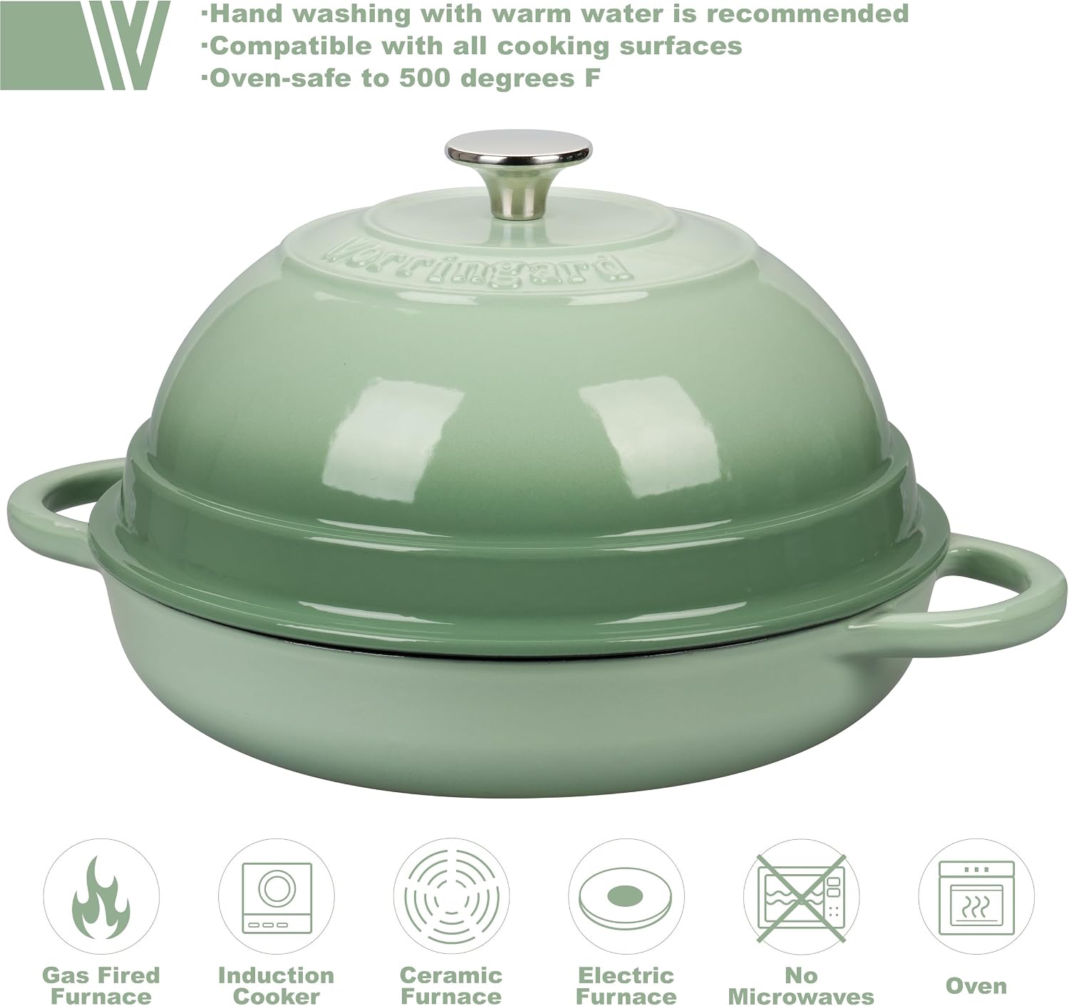 Detalle de VORRINGARD Cast Iron Dutch Oven 6 Quart ๐ฒ