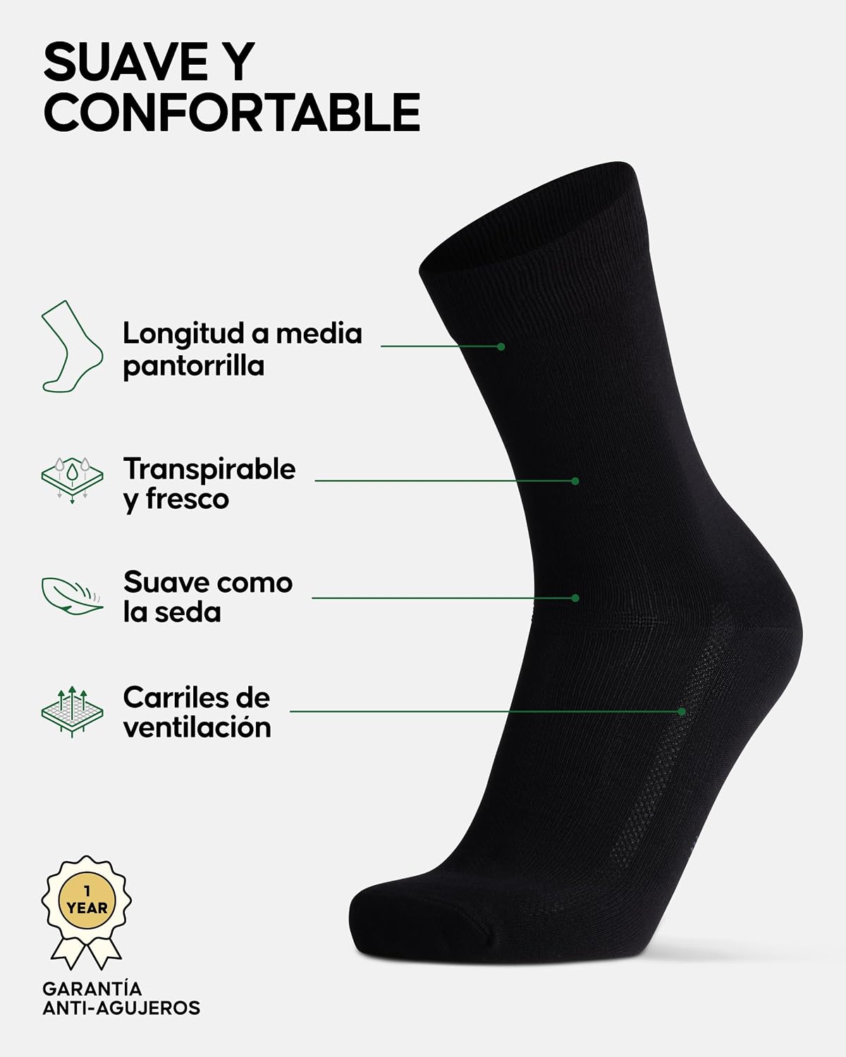 Detalle 2 de DANISH ENDURANCE Calcetines Casuales de Bambú 3 Pack
