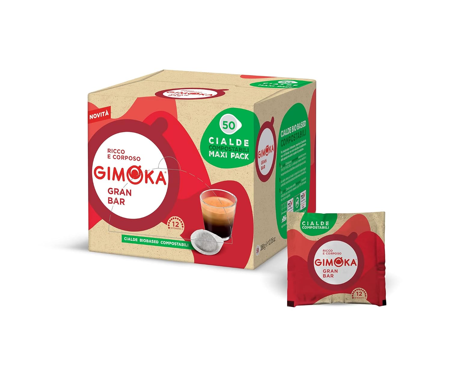 Detalle de Gimoka Kompostierbare Kaffeepads Gran Bar Intensität 12 – ESE 44 mm kompatibel