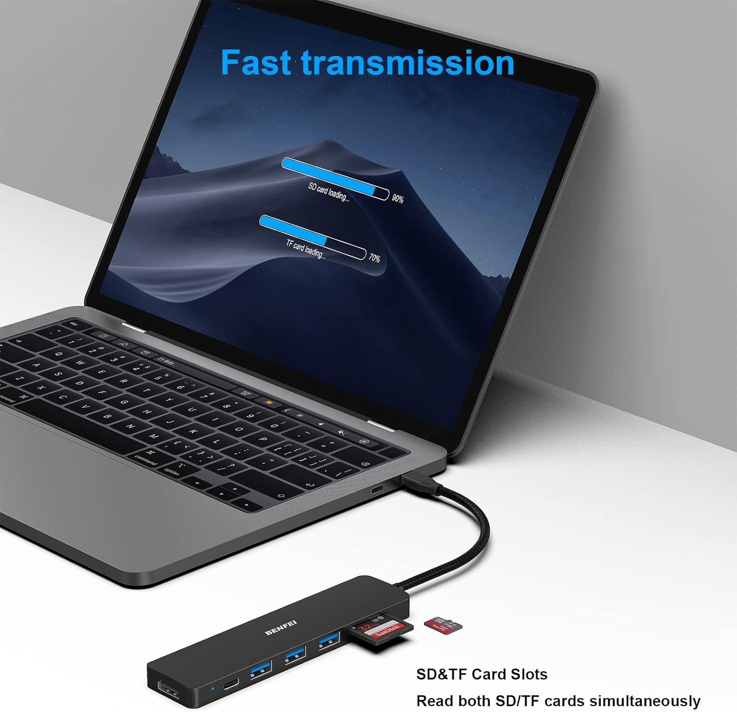 Thumbnail 4 de BENFEI 7-in-1 USB-C Hub mit HDMI, 3× USB 3.0, SD/TF-Kartenleser und 60-W Power Delivery