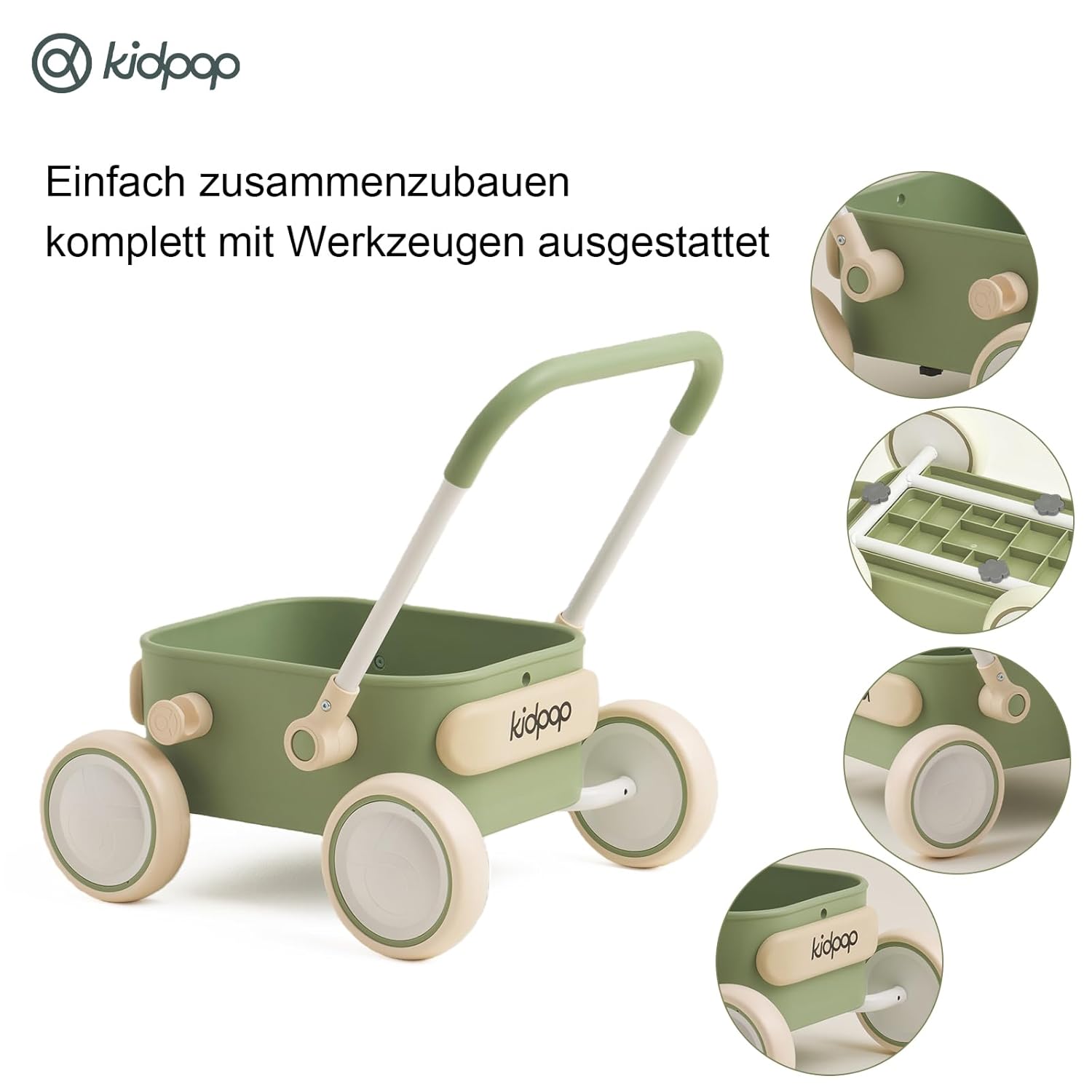Thumbnail 1 de Kidpop PULA 2-in-1 Baby Lauflernwagen für Indoor & Outdoor (grün)
