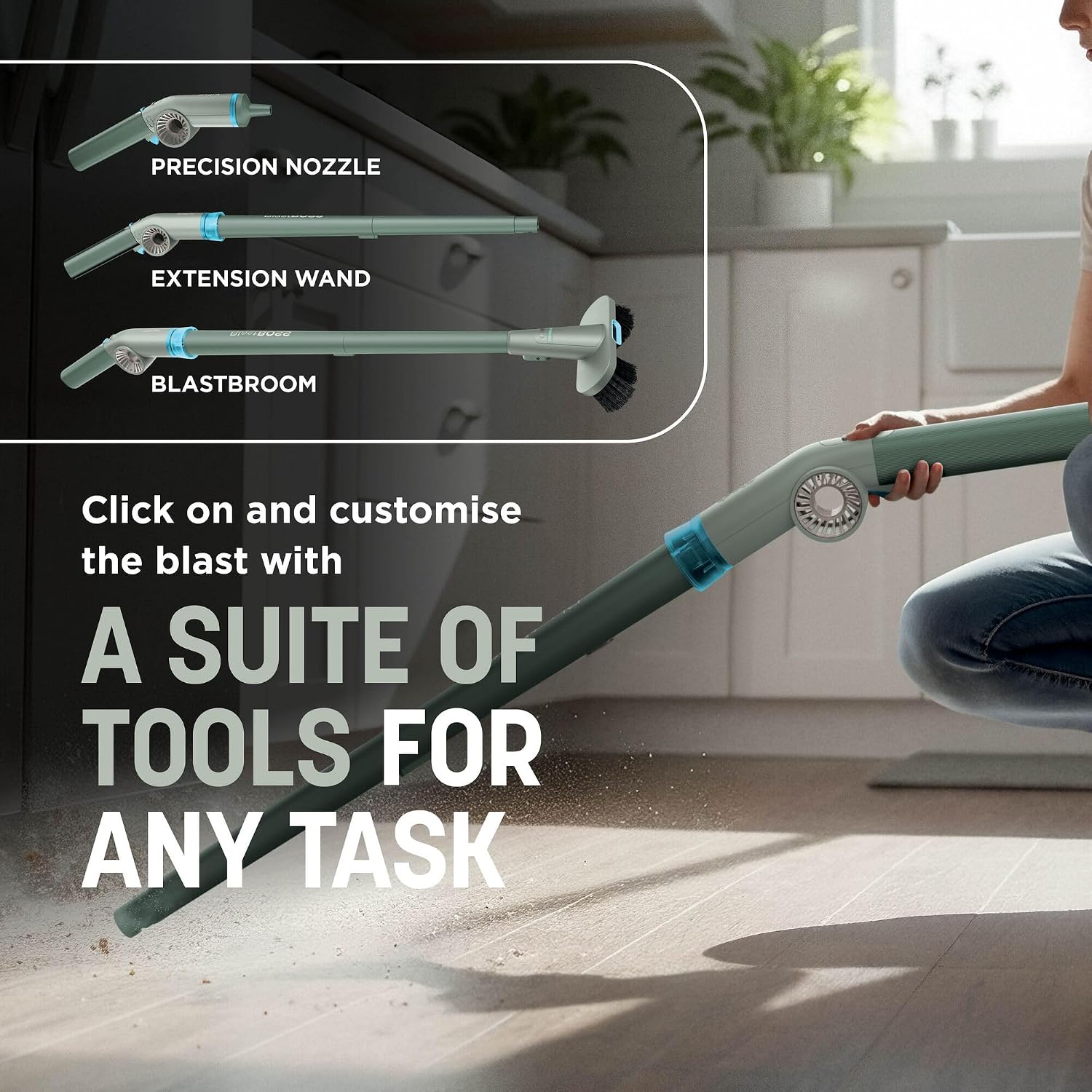 Detalle de Shark BlastBoss All-in-One Cordless Air Blasting System With BlastBroom – AB2111UKGN