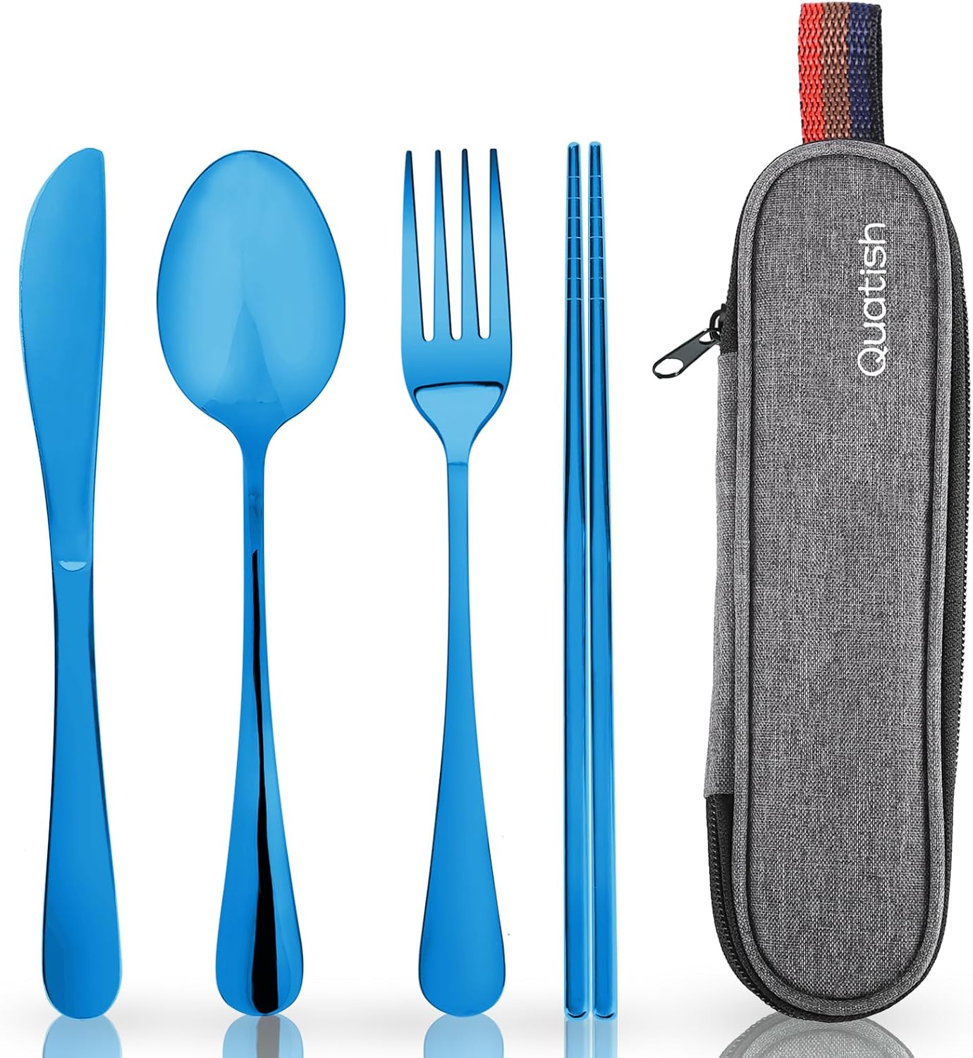 Thumbnail 6 de Quatish Camping Besteck-Set (5-teilig) aus Edelstahl inkl. Etui – Reisebesteck to go mit Regenbogenfarbe