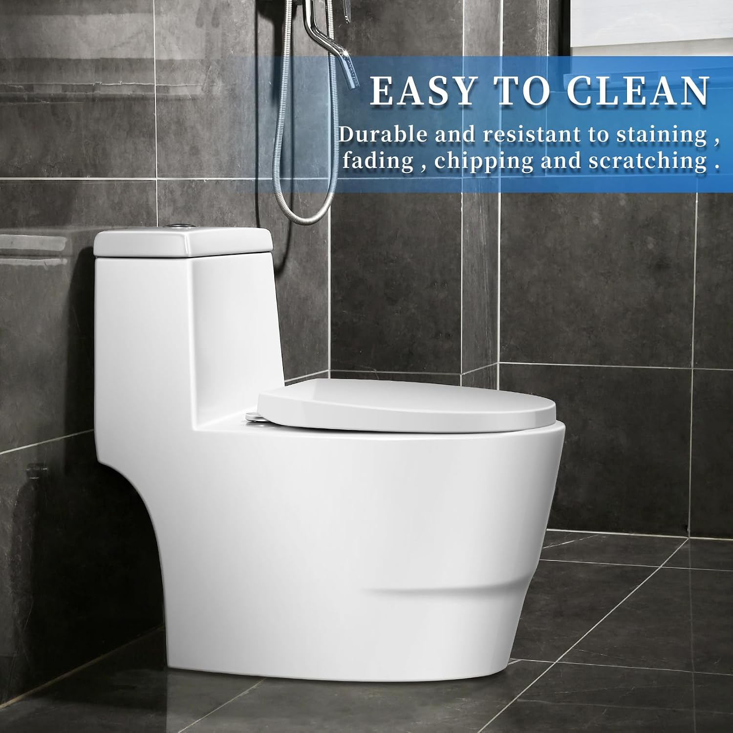 Detalle de YunNasi Oval Shape Soft Close Toilet Seat (Quick Release, Adjustable) 44.5 x 37.5cm