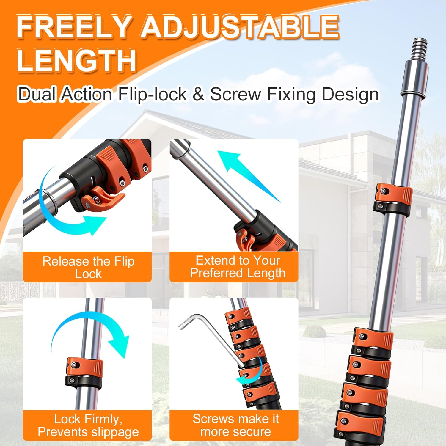 Detalle de TONYINGO 18ft High Reach Duster Kit: A 5-Piece Telescoping Solution for Hard-to-Reach Cleaning