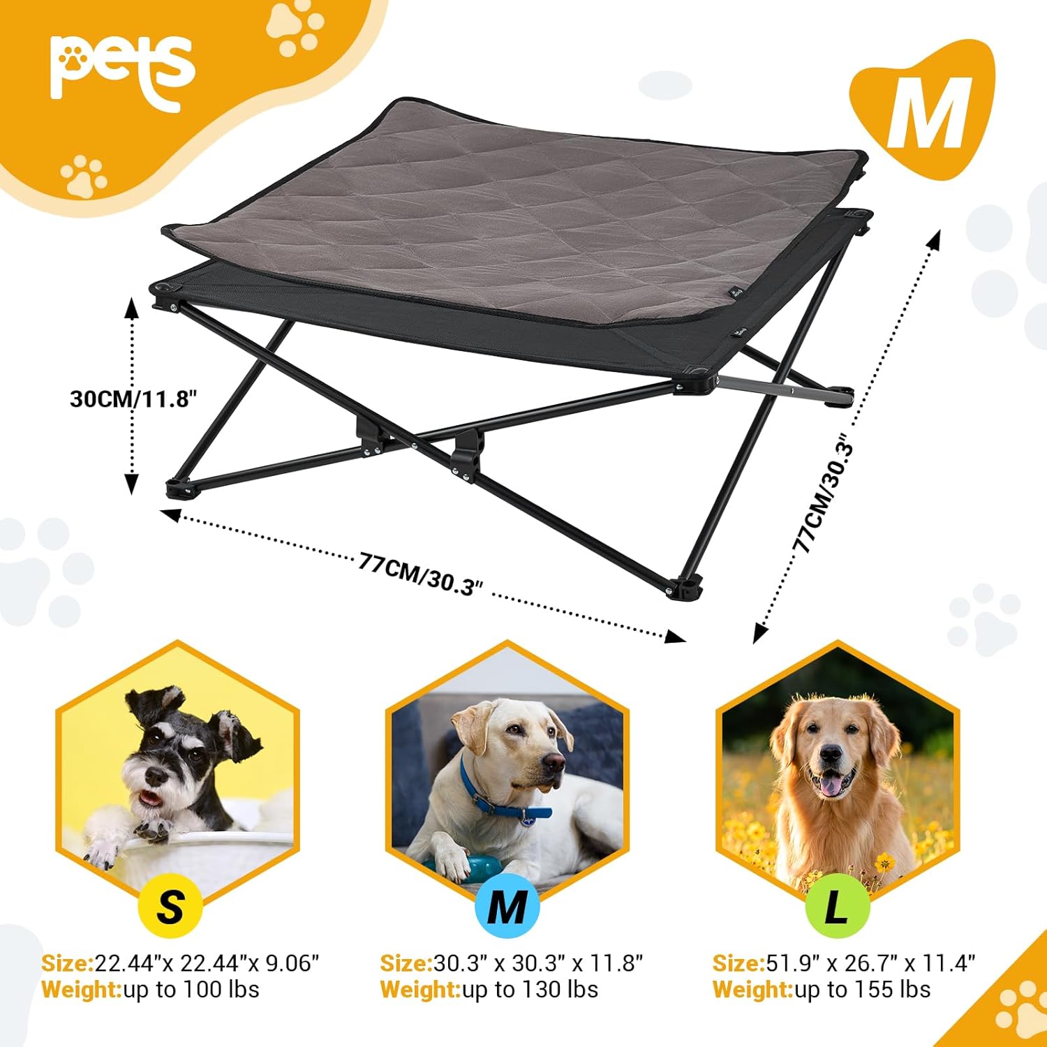 Thumbnail 1 de KingCamp Raised Dog Bed Outdoor & Indoor (Foldable, Removable Mat) – M up to 60kg