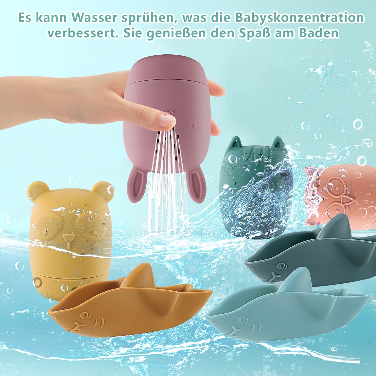 Thumbnail 3 de 7er Set Badewannenspielzeug Silikon bunt
